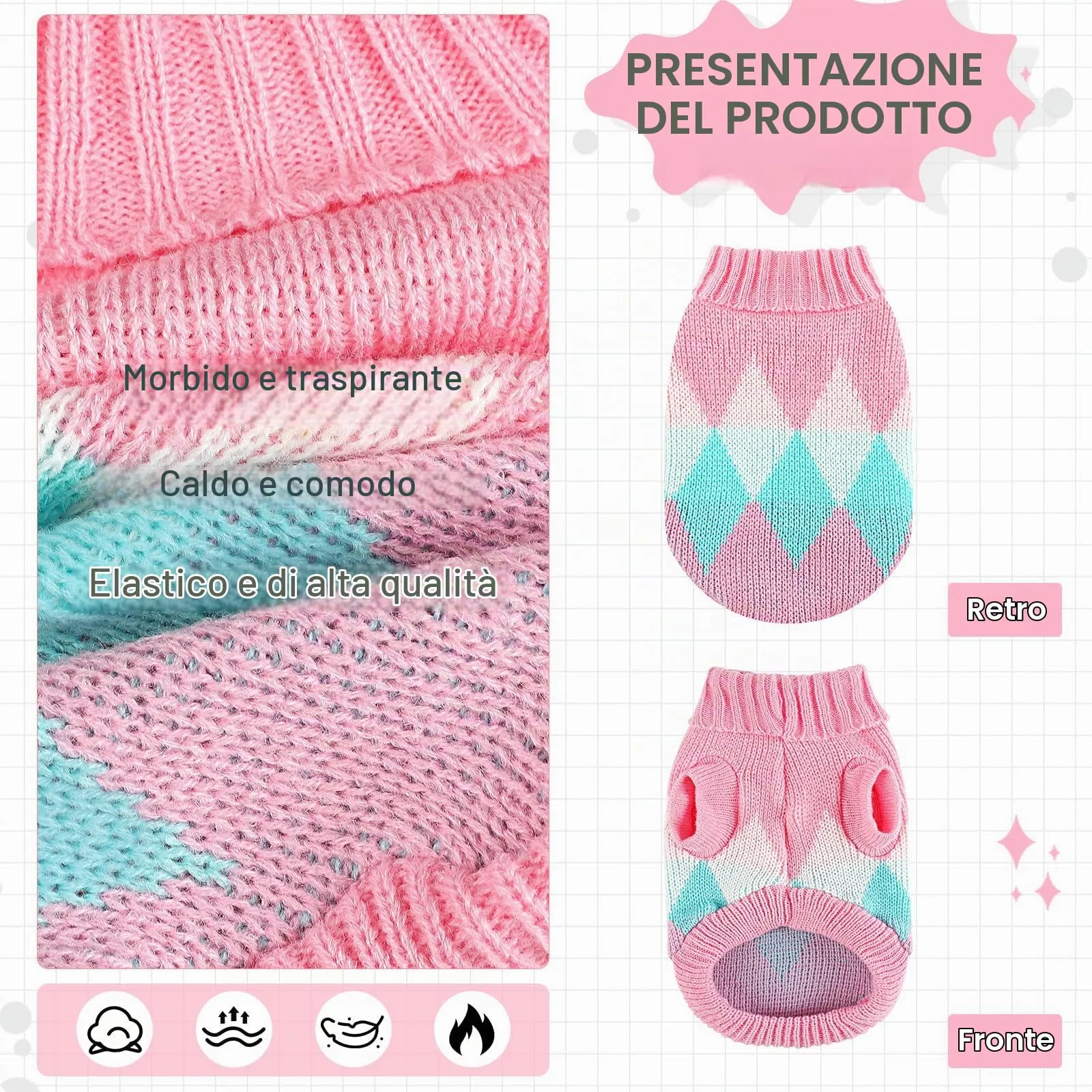 Vixpyzz Maglione per cani, XX-Small, lavorato a maglia, autunno e inverno - immagine 2