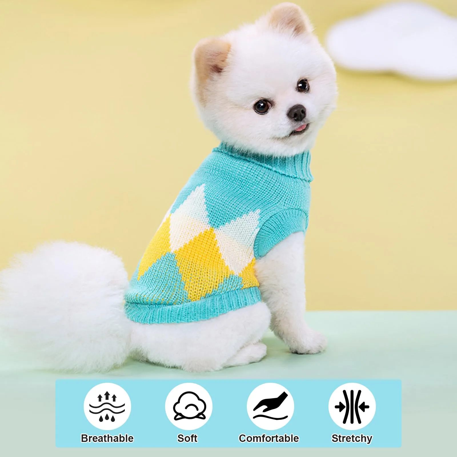 Vixpyzz Maglione a Maglia per Cani di Piccola Taglia, XS, Blu - immagine 4