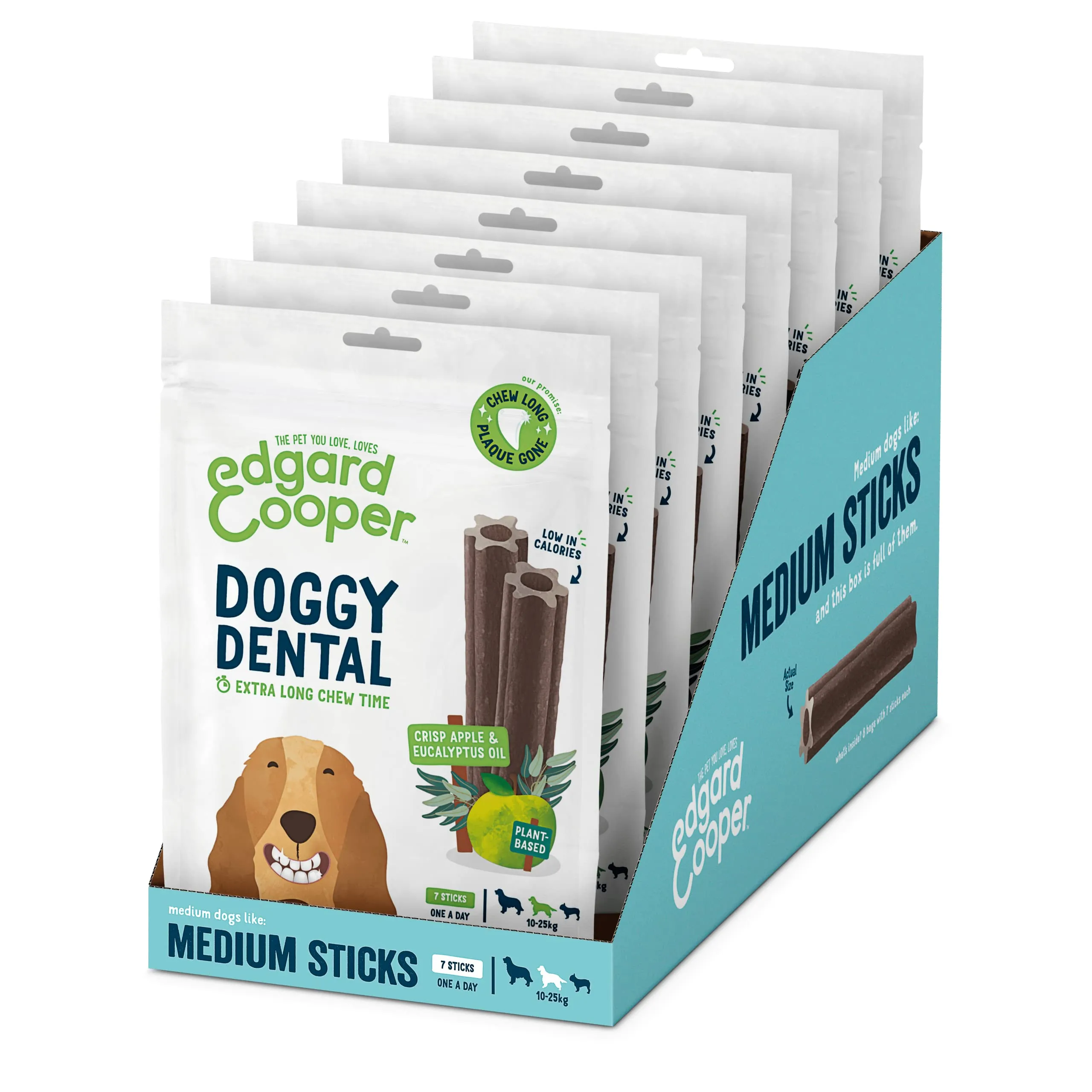 Edgard & Cooper Stick Dentali Naturale per Cane, Mela e Eucalipto, Taglia Media, 8x7g - immagine 1