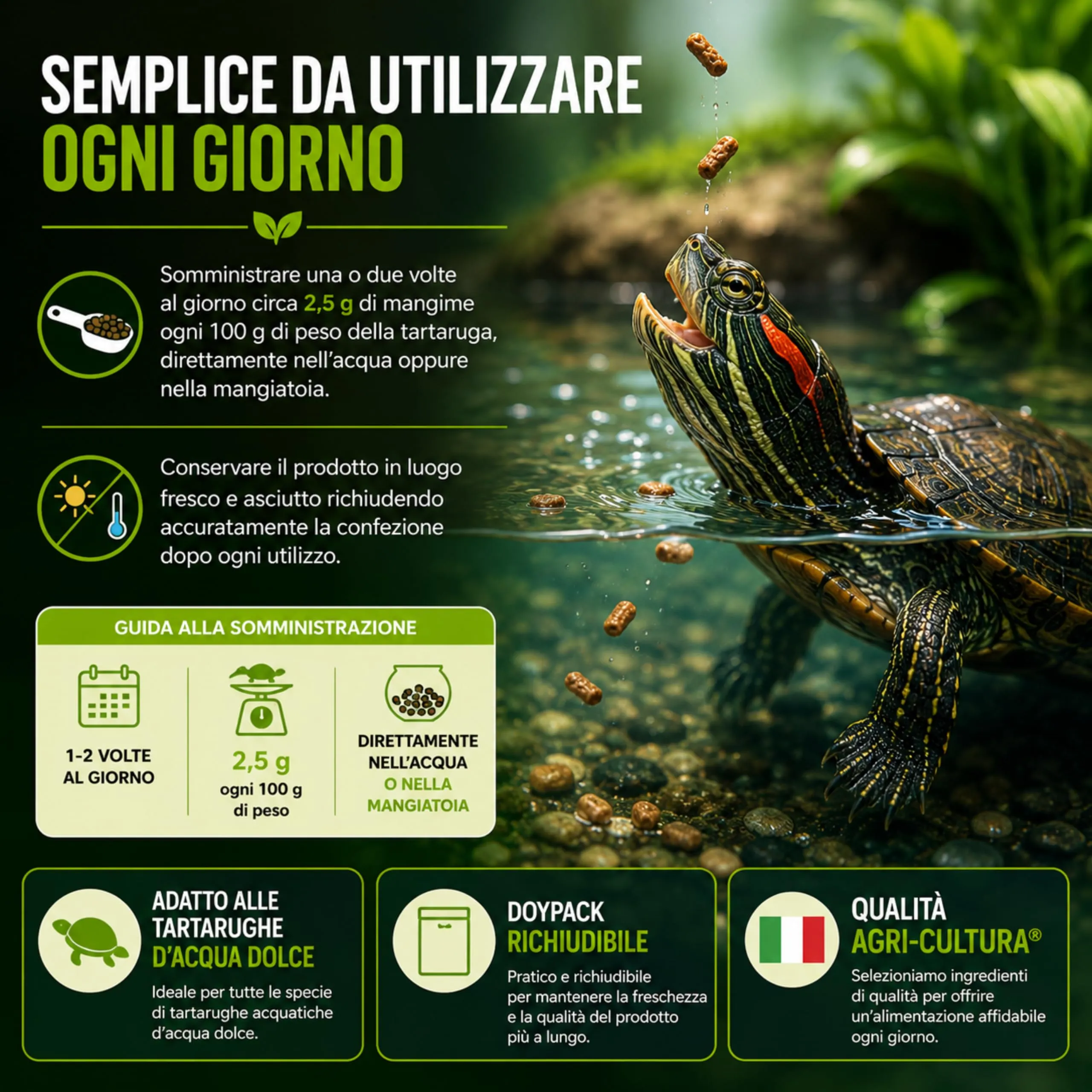 AGRI-CULTURA Mangime Completo per Tartarughe d'Acqua, Pellet Sticks con Vitamine, 800 g - immagine 7