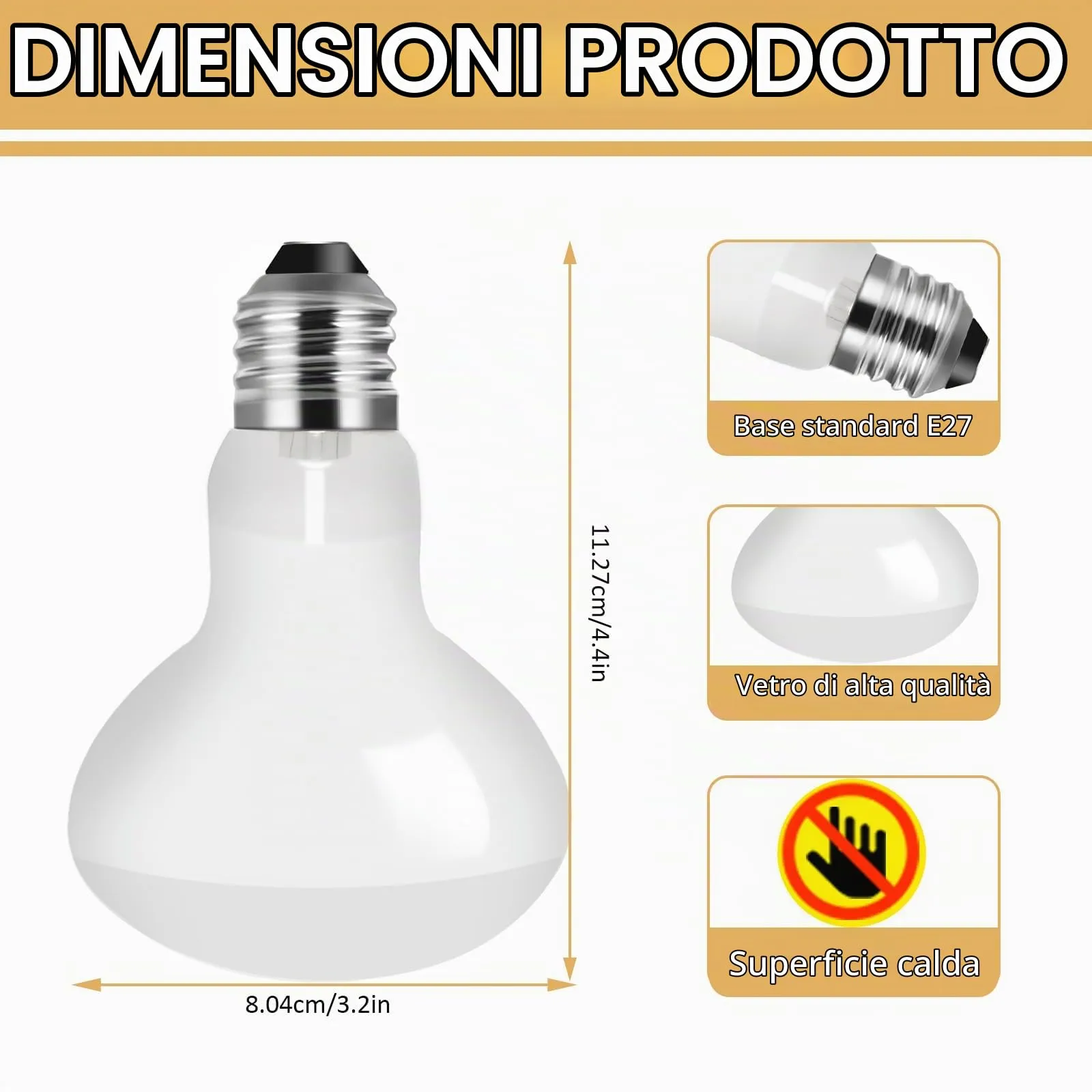 Caldarax Lampadina Riscaldante E27 50W UVA Basking Spot per Rettili e Anfibi, 2 Pezzi - immagine 2