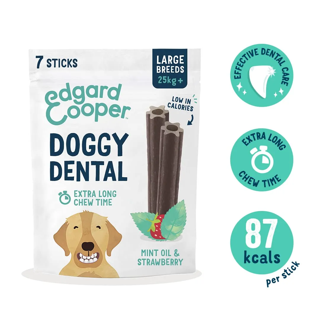 Edgard & Cooper Snack per Cane Stick Dentali Naturale Menta e Fragola, Grande, confezione da 8x7 - immagine 2