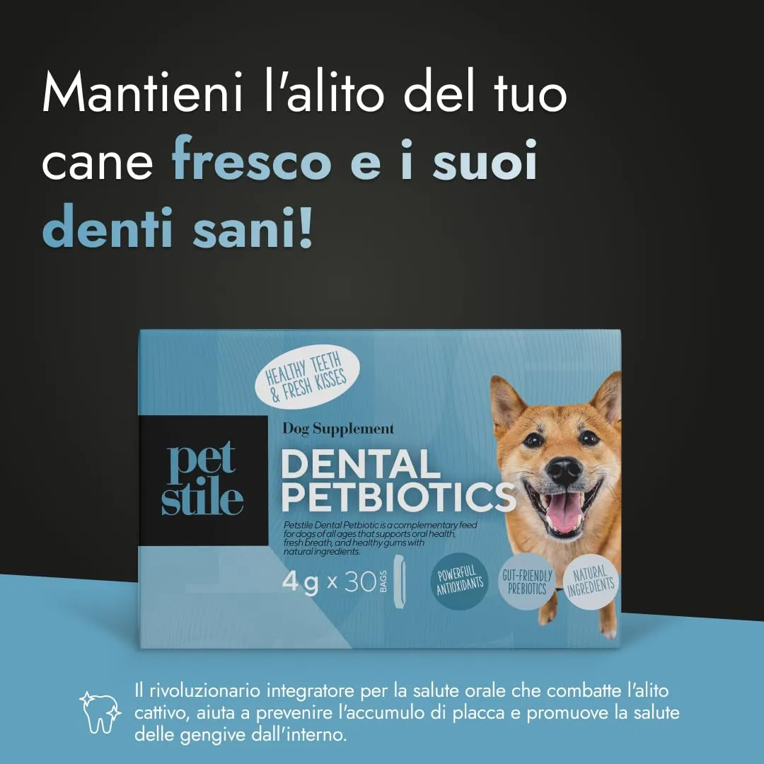 Petstile Dental PetBiotics Integratore Naturale per Salute Orale Cani, Polvere con Probiotici ed Erbe, 120 g - immagine 2
