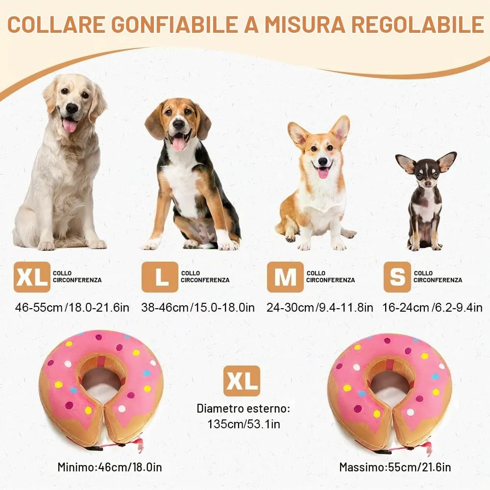HMCEY Collare Protettivo Gonfiabile per Cani e Gatti, Post Operazione, Rosa, XL - immagine 2