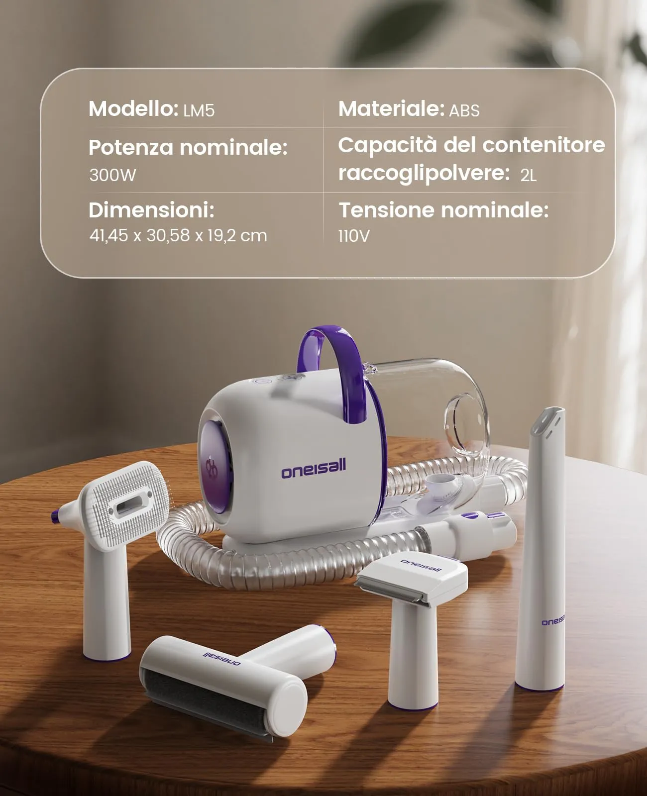 oneisall Aspirapolvere per cani con spazzola LM5 - immagine 7
