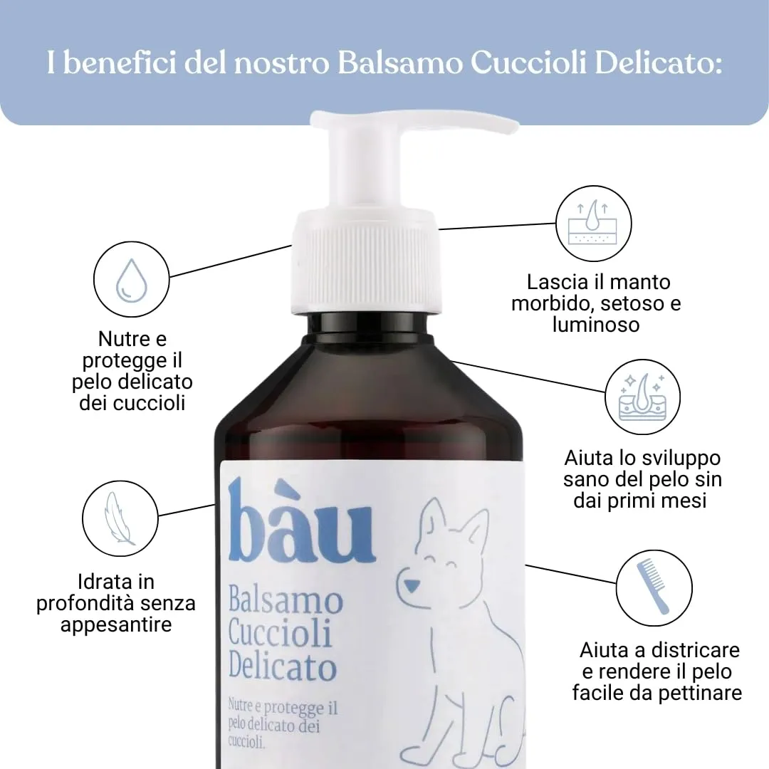 Bau Balsamo Cuccioli Cane Delicato con Aloe Vera, Avena, Olio di Macadamia e Pantenolo - 250ml - immagine 2