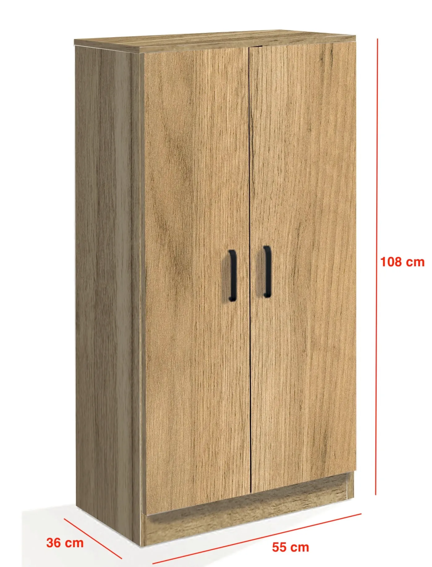 eacommerce Mobile Armadio Multiuso in Legno Scarpiera, 2 Ante, 6 Ripiani, 55x36x108 cm, Rovere - immagine 3