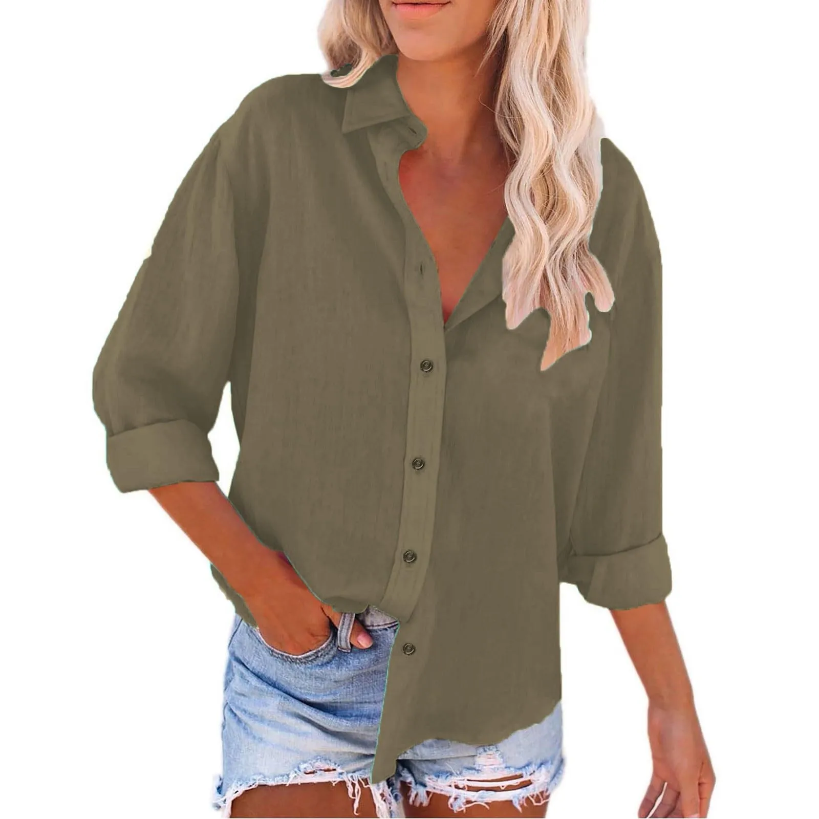 Cocila Mezza Camicia Donna Manica Lunga Bianca - immagine 1
