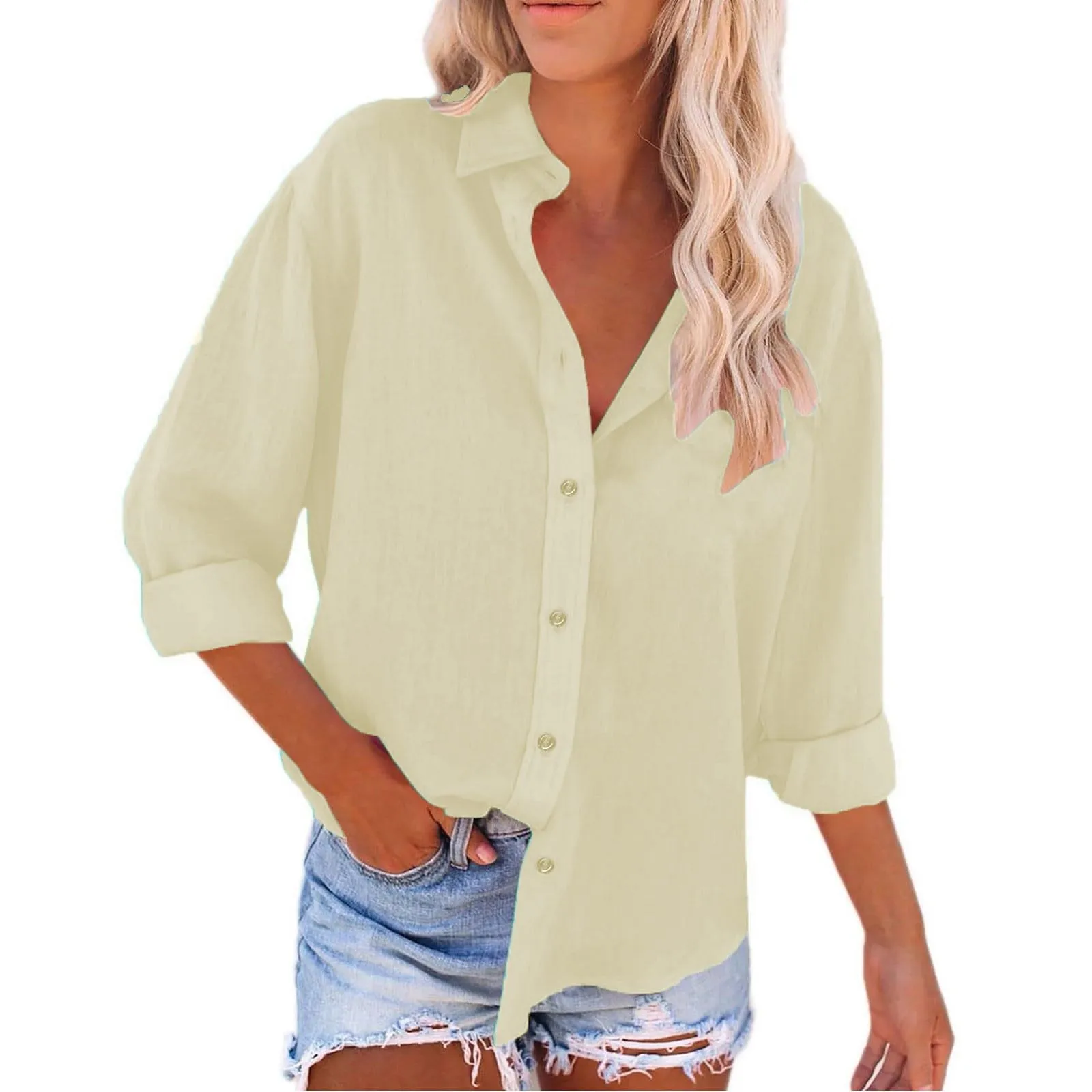 Cocila Women's Elegant Blazer and Linen Shirt Set - immagine 2