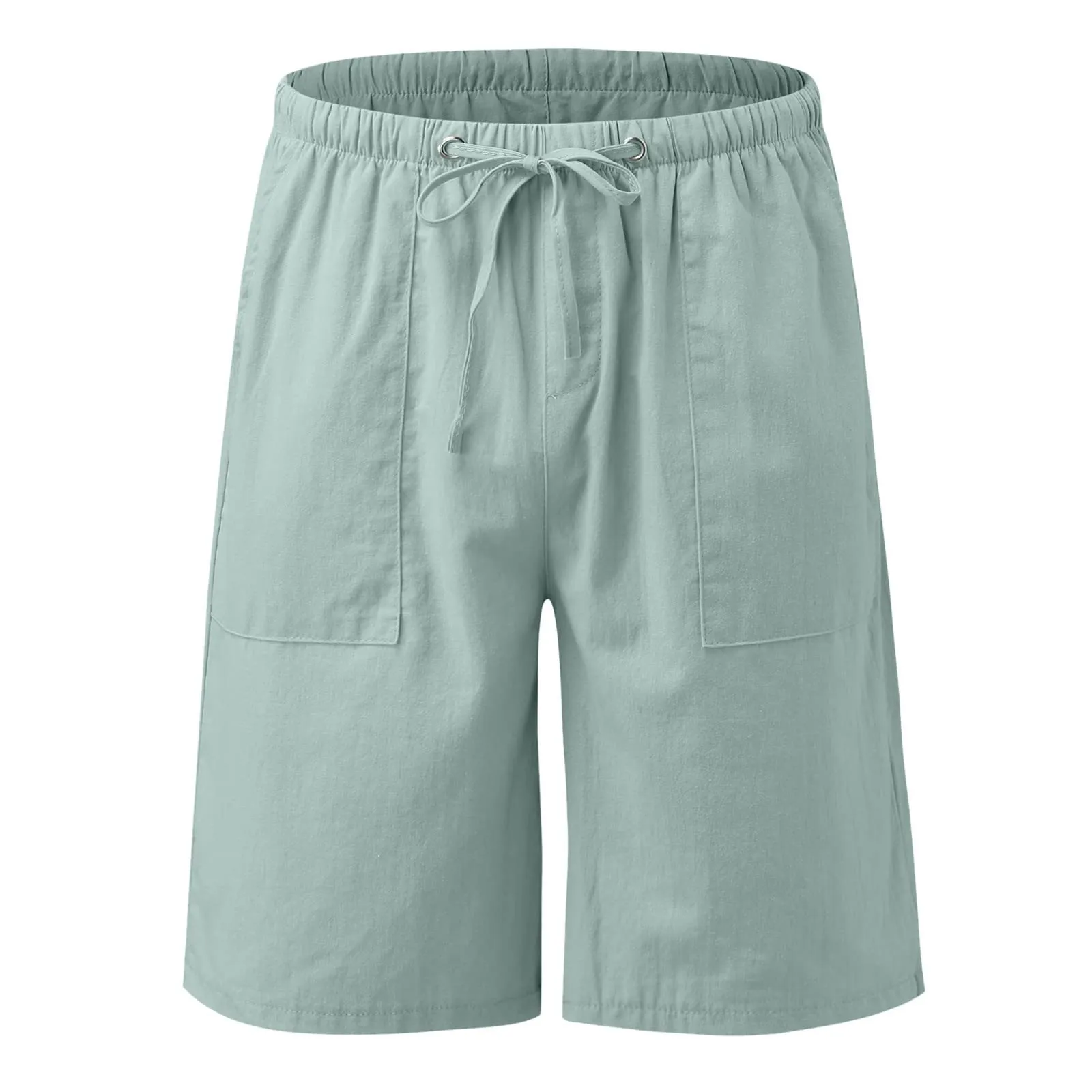 Generico Bermuda Donna Estivi in Lino e Jeans, Pantaloncini Corti Eleganti Casual con Vita Elasticizzata e Coulisse - immagine 2