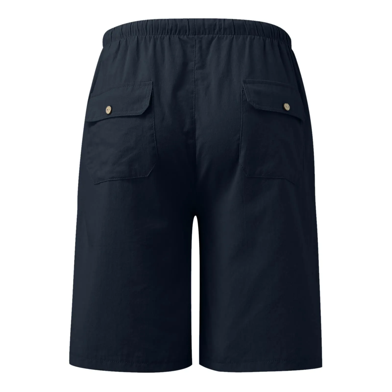 Generico Bermuda Donna in Cotone e Lino, Pantaloncini Sportivi a Gamba Larga con Vita Elastica - immagine 4