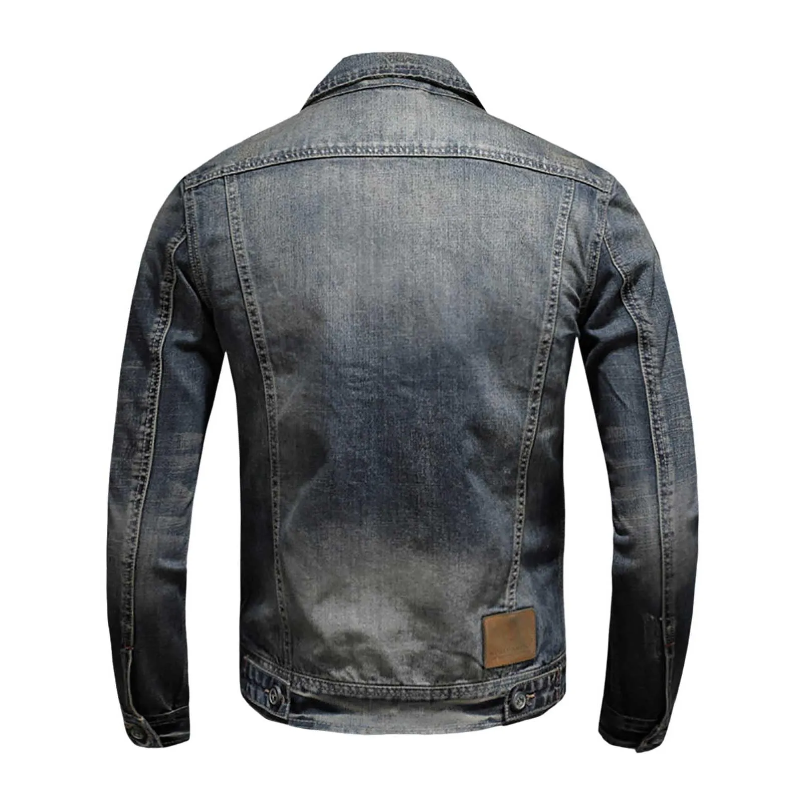 Giacca Trucker in Jeans Uomo Vintage Grigio Blu Washed, Stretch con Cerniera per Mezza Stagione - immagine 2