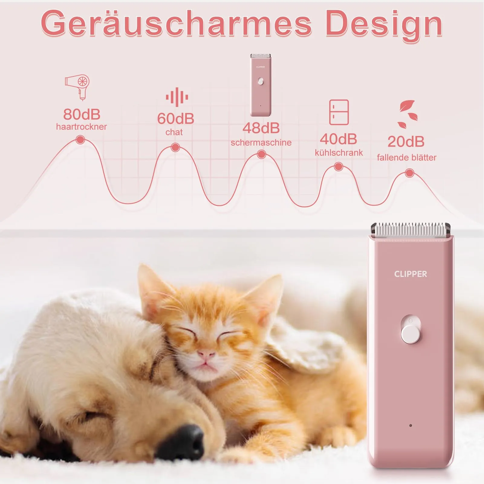 Favrison Tosatrice Professionale per Cani e Gatti, Rosa - immagine 4