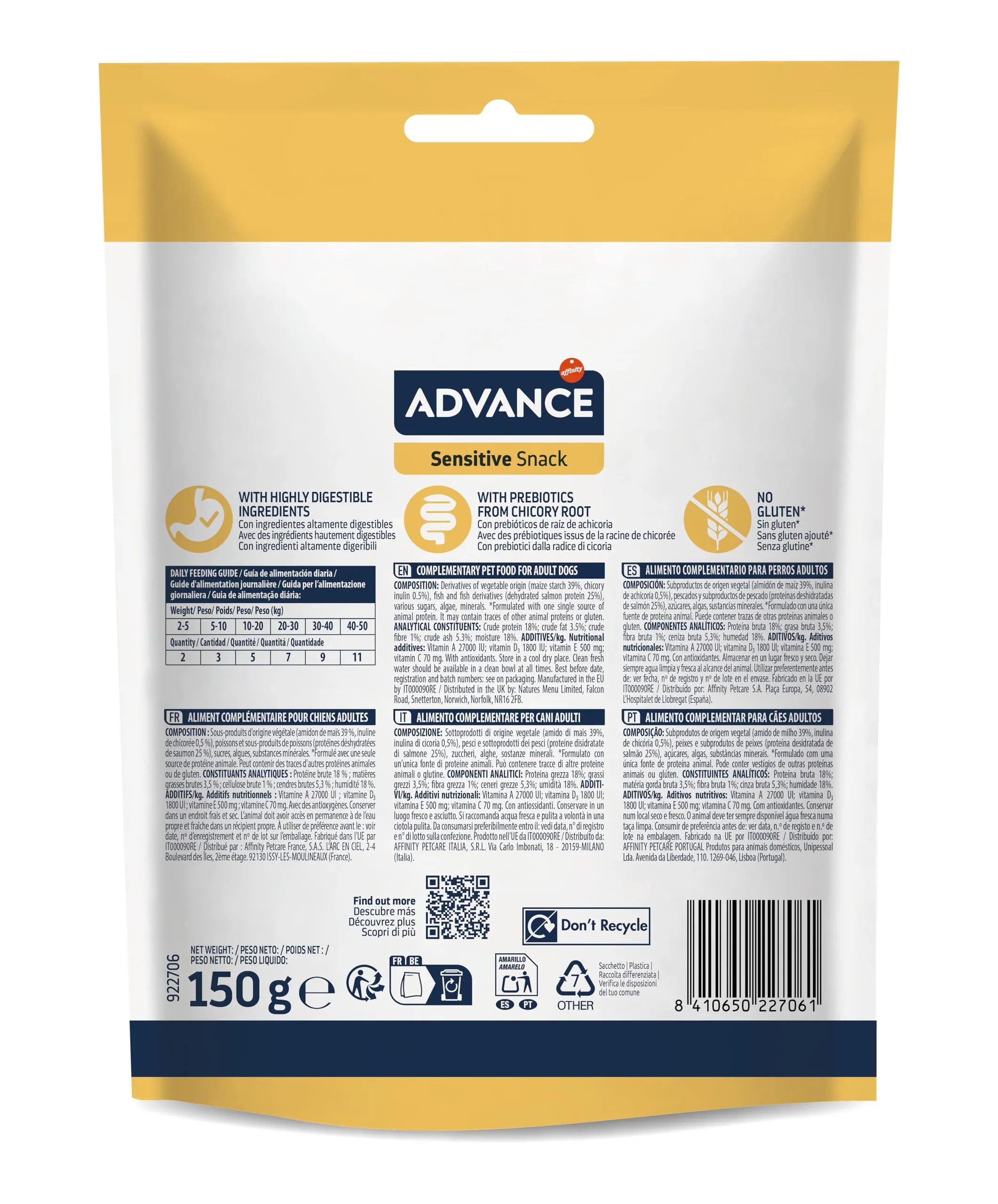 Advance Sensitive Snacks for Dogs with Digestive Sensitivity and Skin Symptoms, 7 x 150g (1050g) - immagine 4
