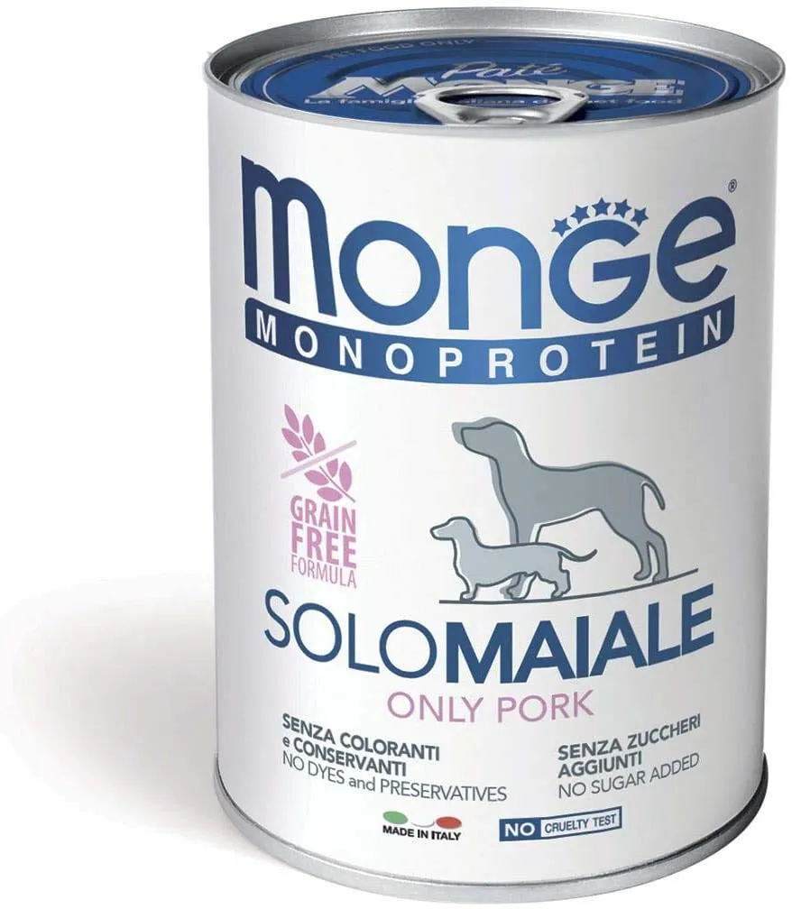 Monge Monoproteico Solo Maiale Alimento Umido per Cani, 12 x 400g - immagine 2
