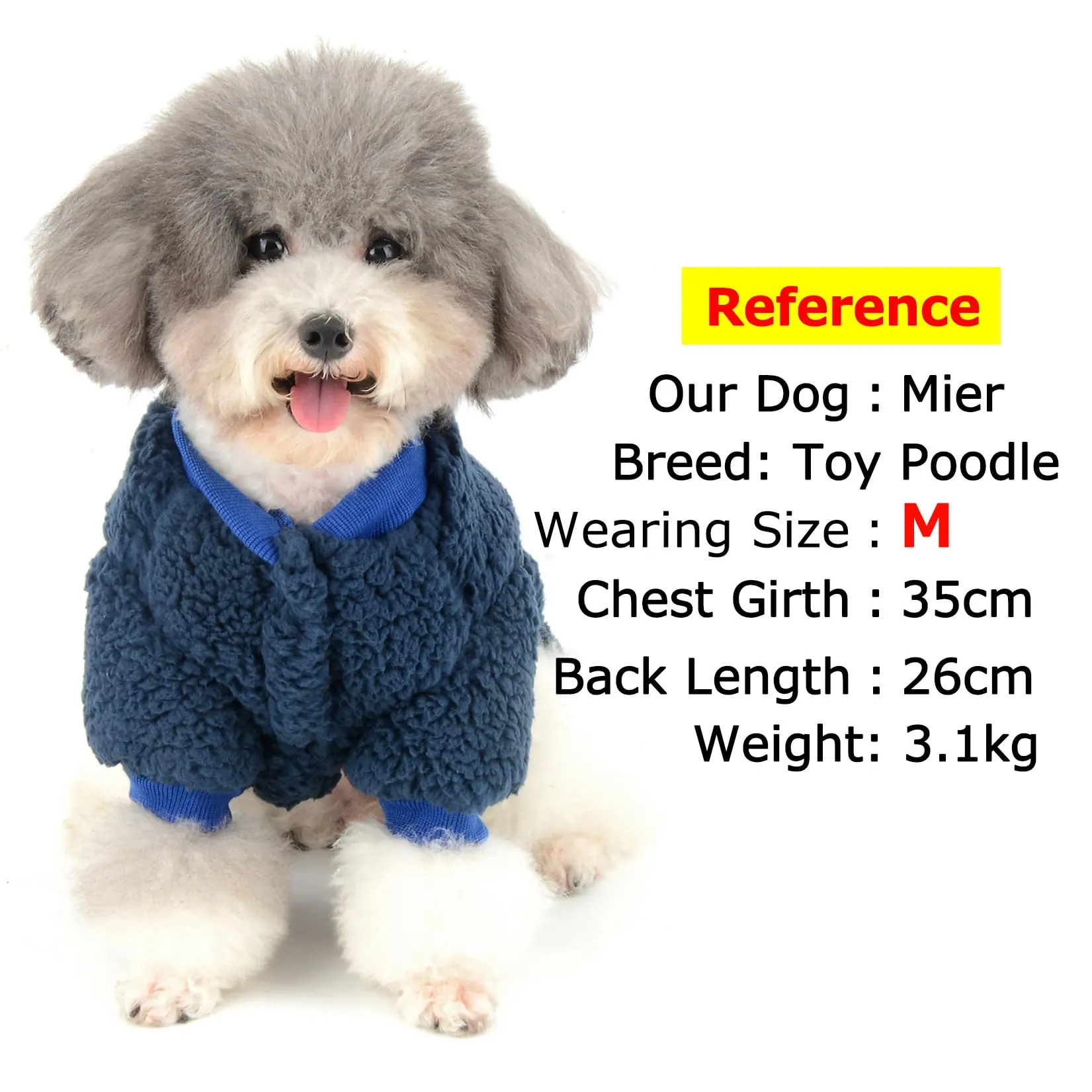 Zunea Cappotto Invernale in Pile per Cani e Gatti, Blu, L - immagine 3