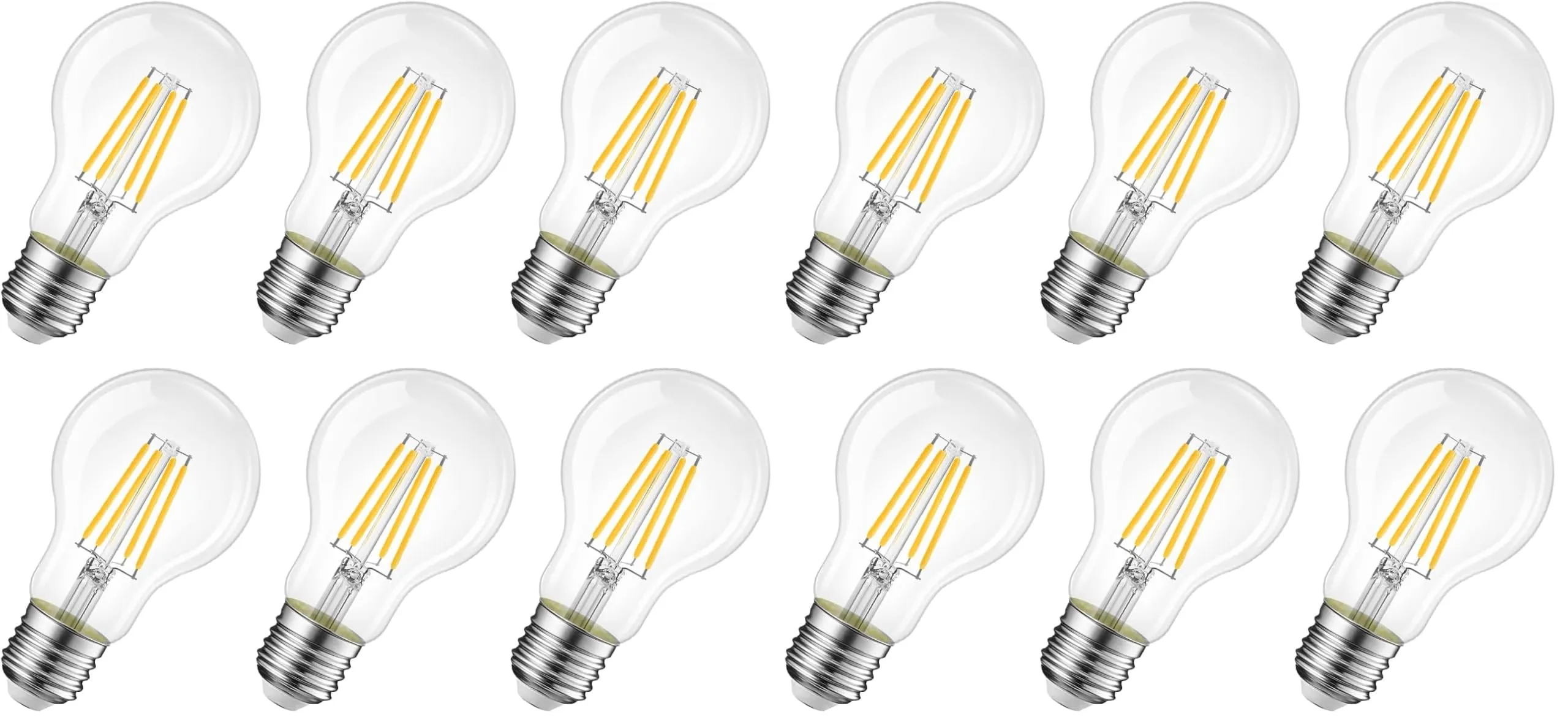 LVWIT Lampadine a Filamento LED E27, 4W (40W), 470LM, 2700K, Luce Bianca Calda, A60, Non Dimmerabile, Confezione da 2 - immagine 1