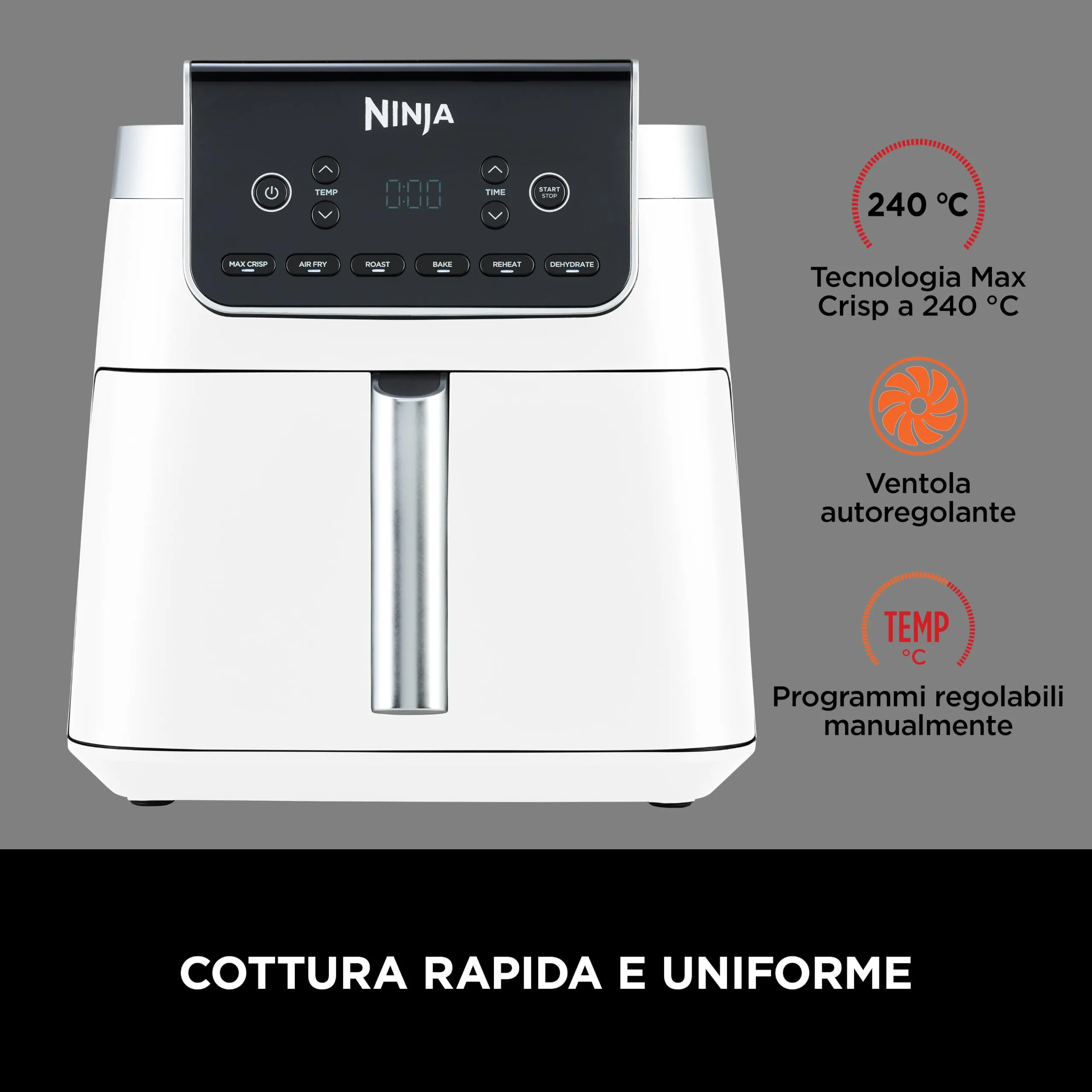 Ninja AF180EUWH Friggitrice ad Aria 5 in 1 6,2L Bianco - immagine 6