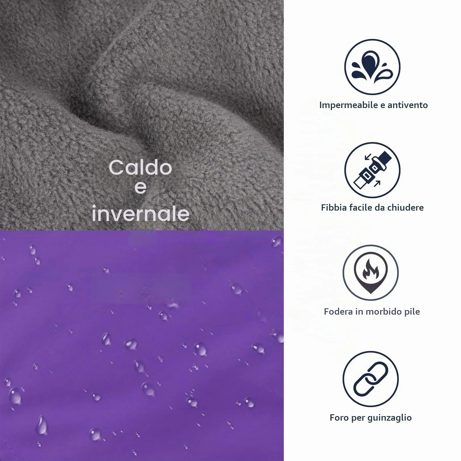 IECOii Cappotto Invernale per Cani Impermeabile e Antivento, Giacca Termica con Pile di Corallo e Strisce Riflettenti, Taglia S - immagine 4