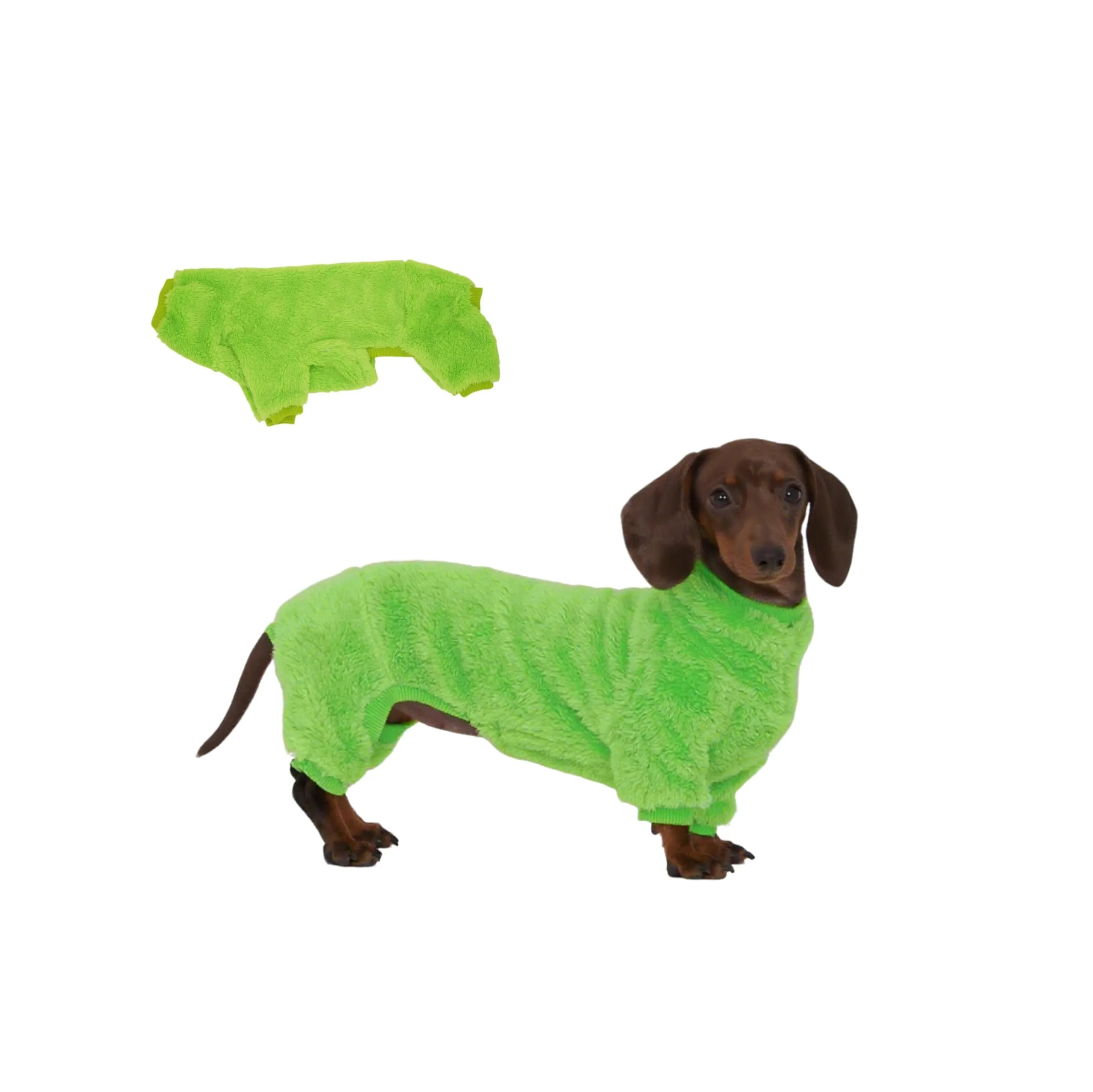 ESCCBOO Polo tuta in pile per cani bassotto, abbigliamento invernale (verde chiaro, XS) - immagine 1