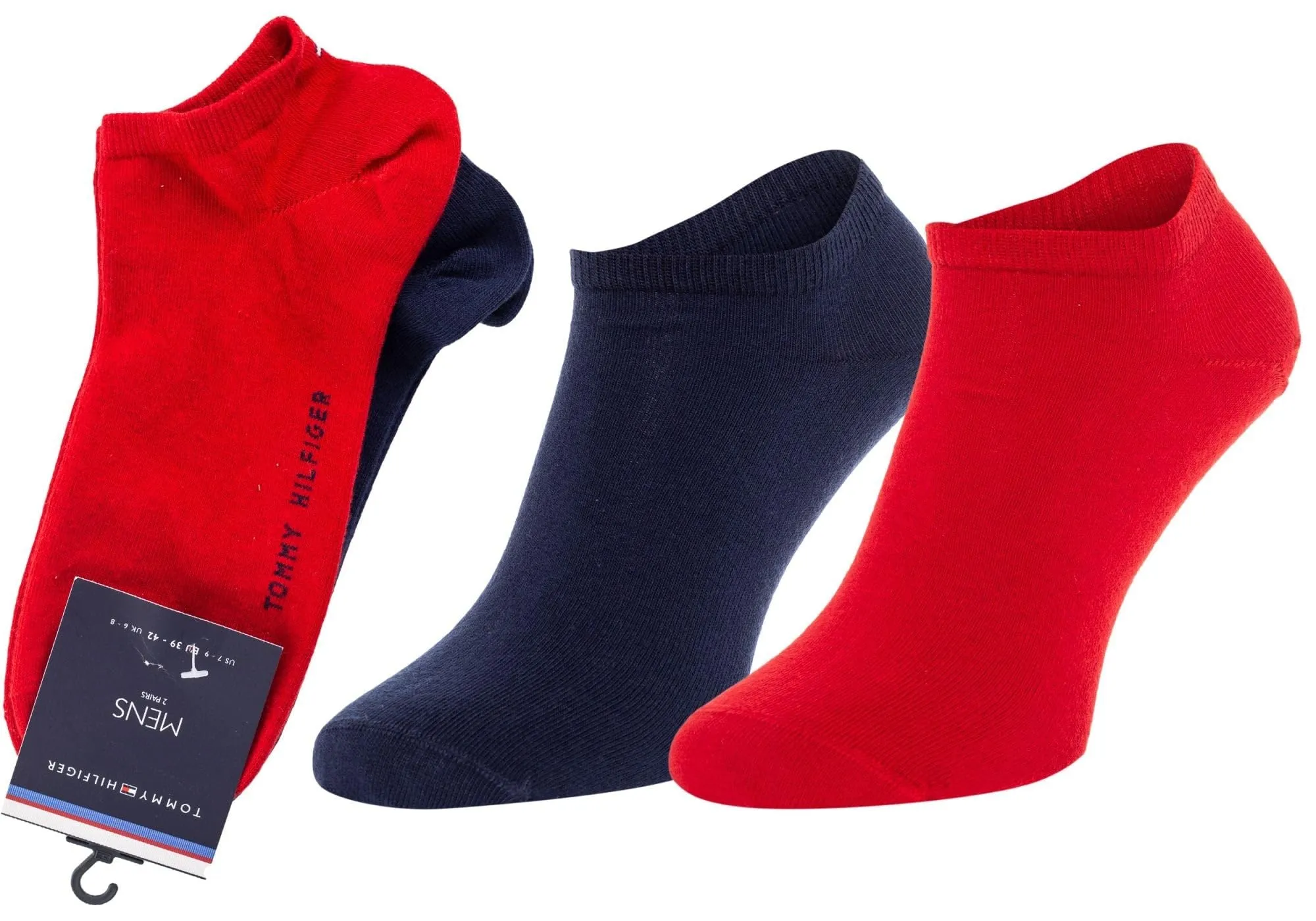 Tommy Hilfiger Sneaker Socks for Men, Navy/Rosso, 43-46 - immagine 1
