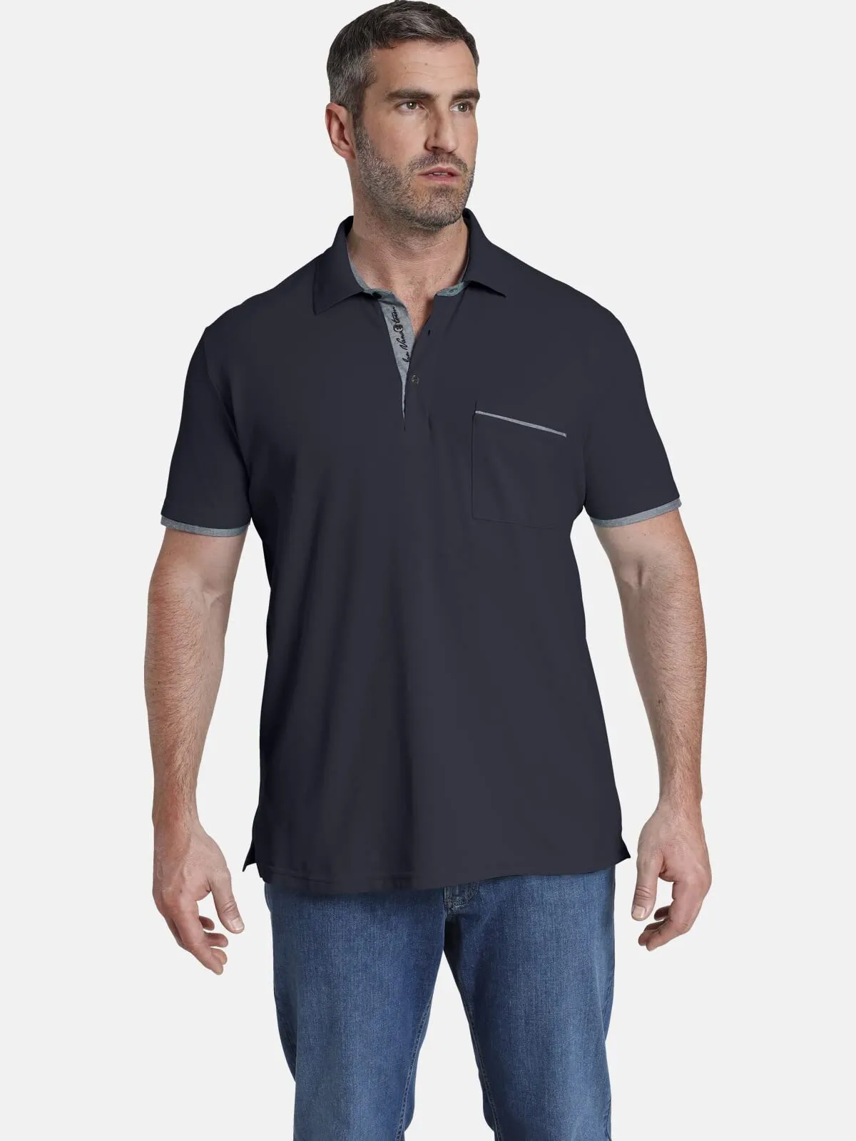 Jan Vanderstorm Polo da uomo Melker, Blu scuro, XXL - immagine 2