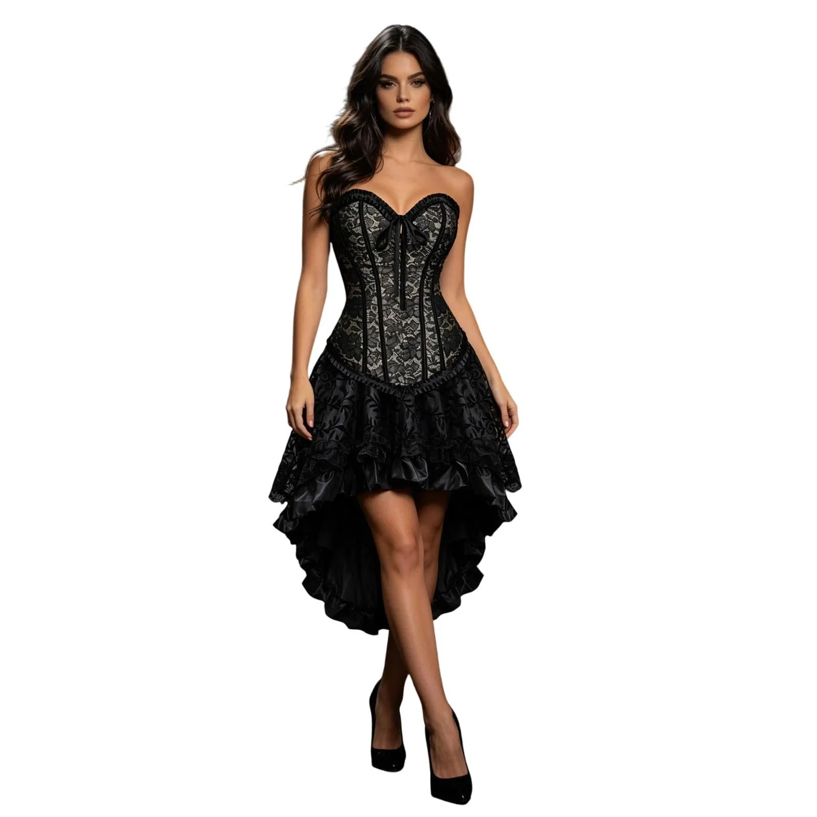 HEMNACU Abito Corsetto da Donna, Kaki, M - immagine 1