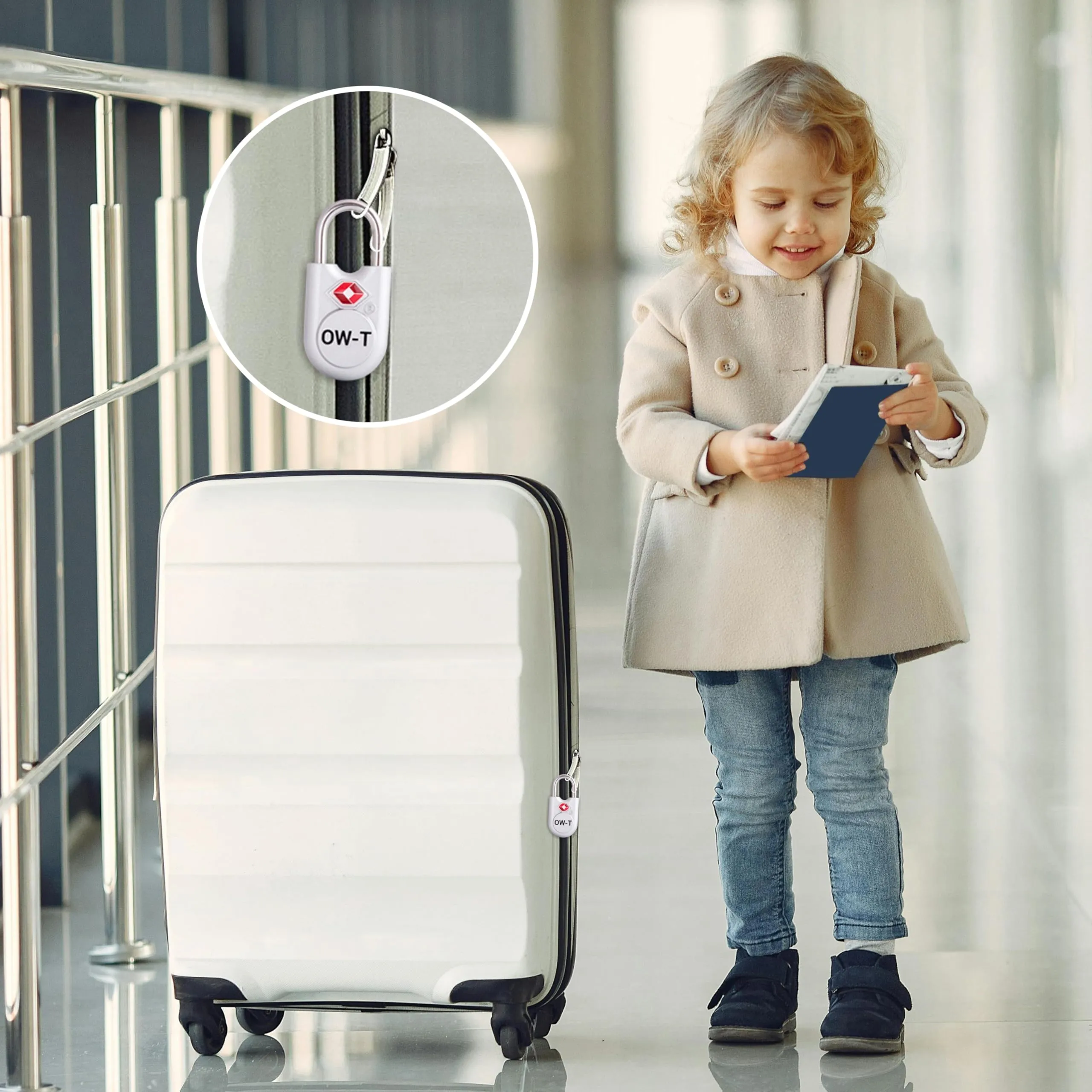 OW-Travel Lucchetti TSA per Valigia con Chiave, Argento, 2 Pz - immagine 2