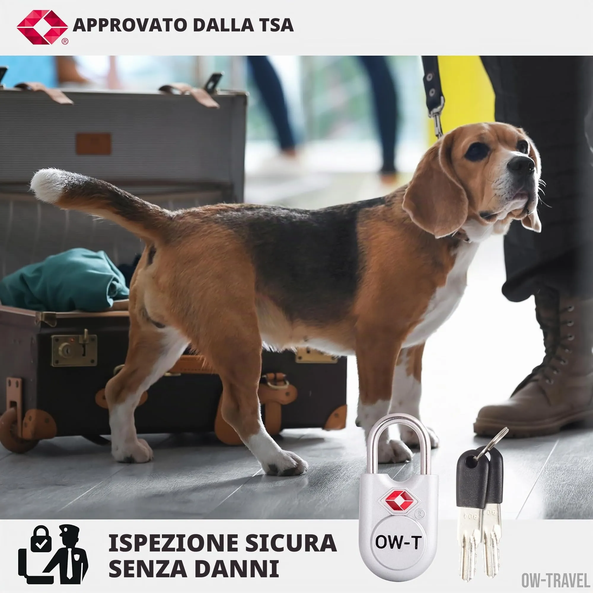 OW-Travel Lucchetti TSA per Valigia con Chiave, Argento, 2 Pz - immagine 6