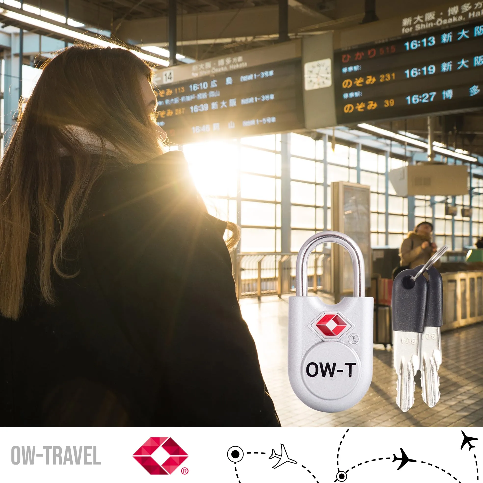 OW-Travel Lucchetti TSA per Valigia con Chiave, Argento, 2 Pz - immagine 9