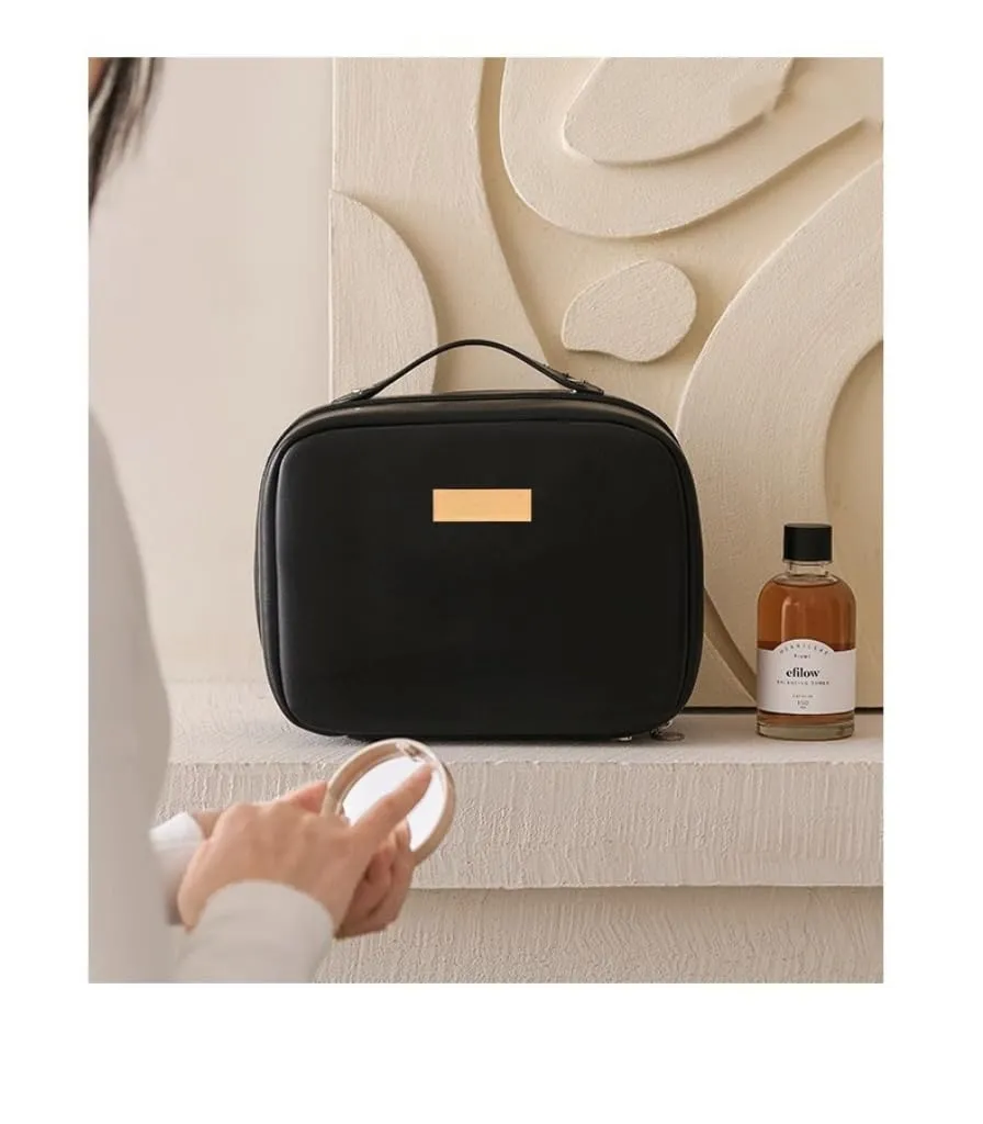 Aucuu Beauty Case in Pelle PU Impermeabile con Scomparti per Pennelli Rimovibili, 25*11.5*18.5cm - immagine 6