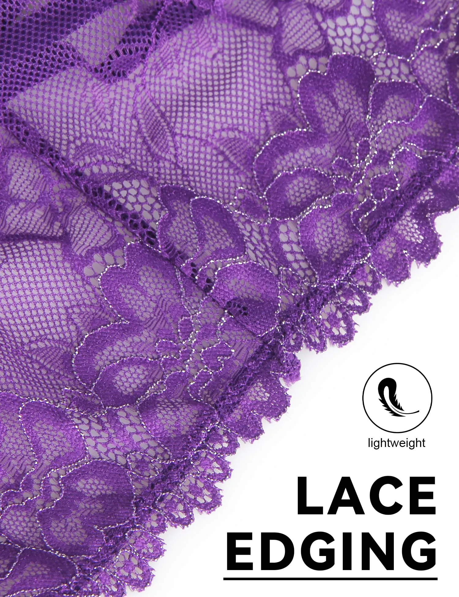 sunshinelady Perizoma Donna Pizzo Tanga Aperto Brasiliana Slip Curvy Viola L - immagine 6
