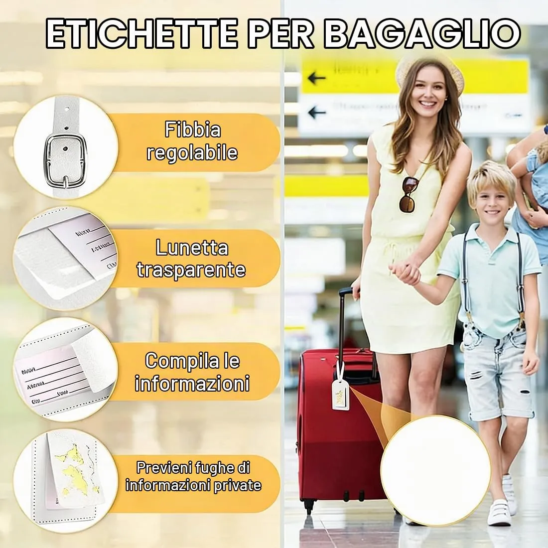 OIXEYA Set Portapassaporto con Blocco RFID ed Etichette per Bagaglio, 2 Set (Nero, Bianco) - immagine 3