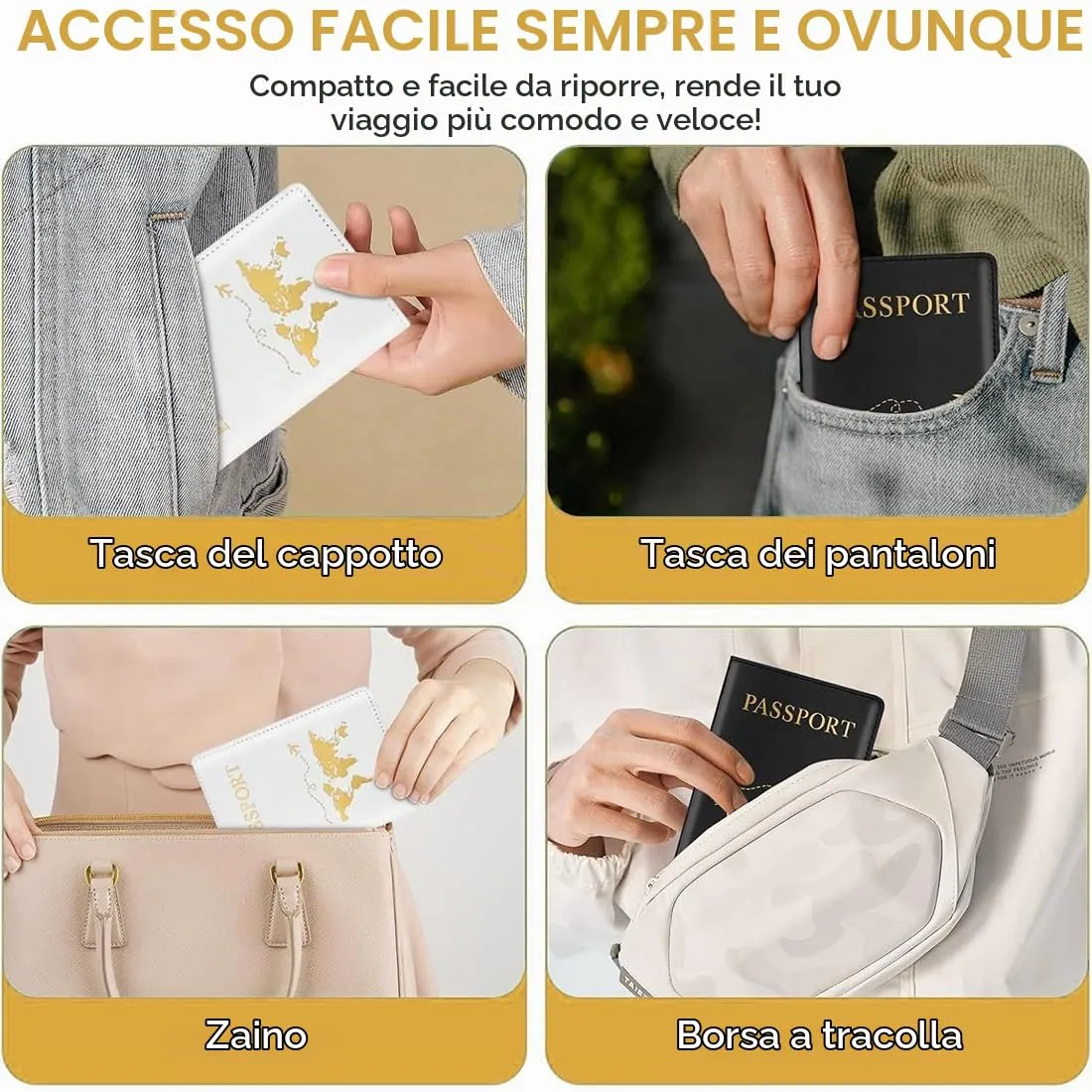OIXEYA Set Portapassaporto con Blocco RFID ed Etichette per Bagaglio, 2 Set (Nero, Bianco) - immagine 5