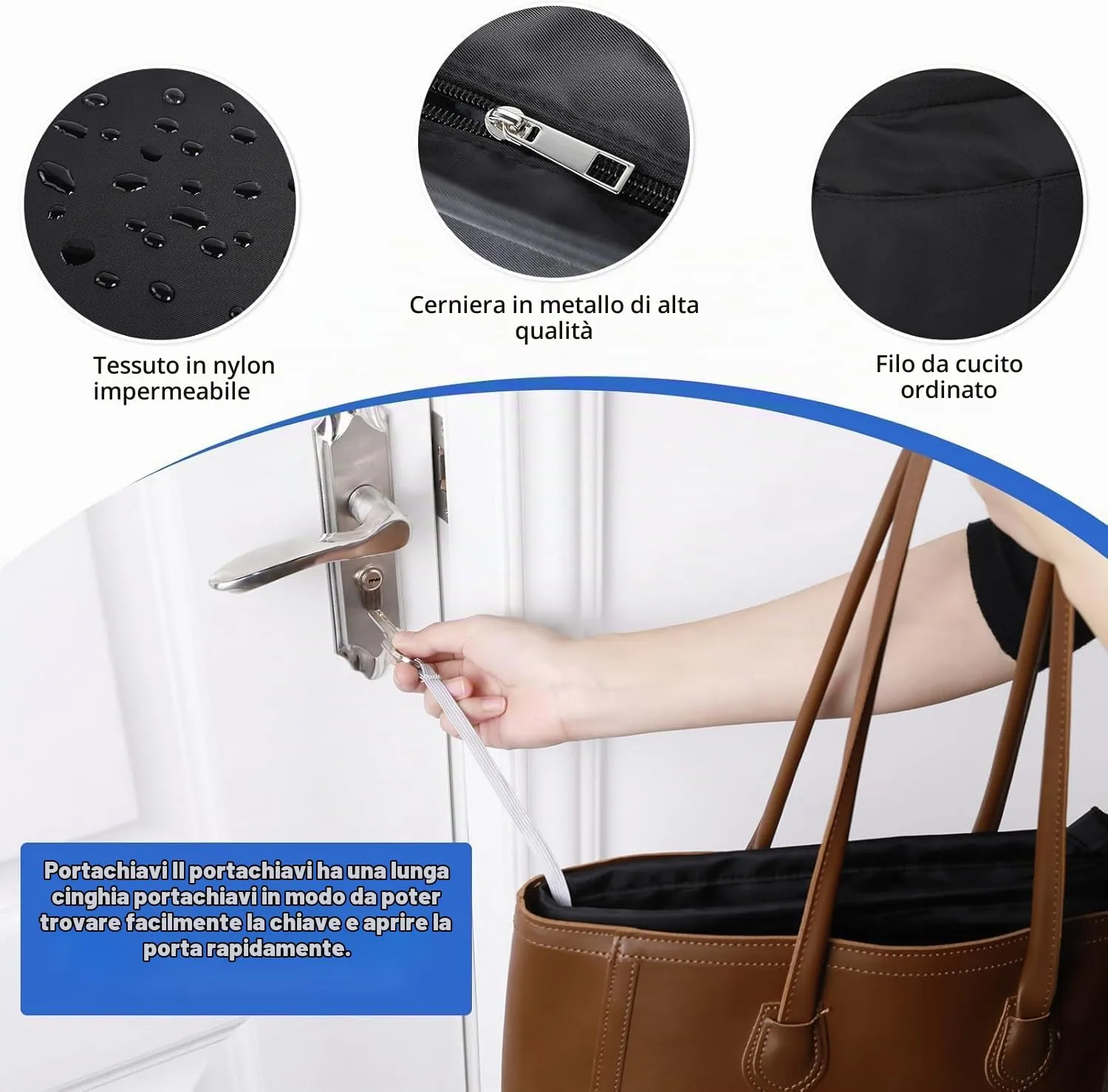 Cozary Organizzatore in Nylon per Borsa Donna Piccolo S, 12 Scomparti, Nero, 24x9x13 cm - immagine 4