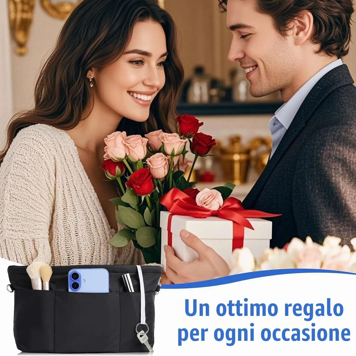 Cozary Organizzatore in Nylon per Borsa Donna Piccolo S, 12 Scomparti, Nero, 24x9x13 cm - immagine 7