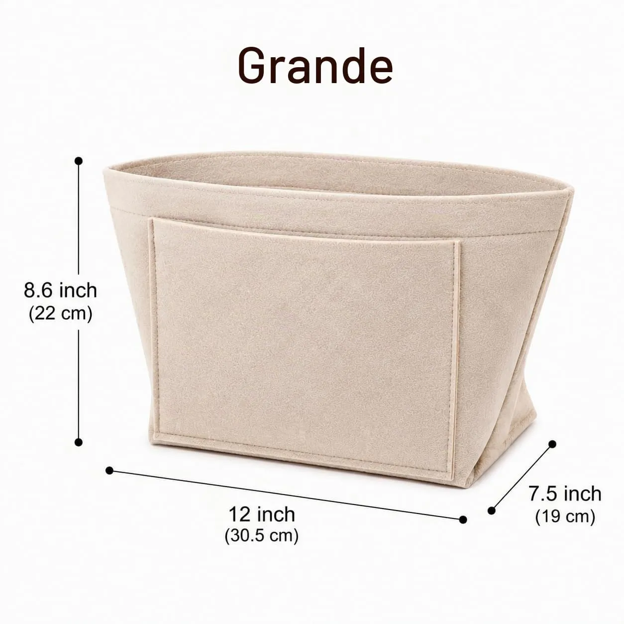 CQHK Organizer in feltro per Longchamp Le Pliage L, con cerniera e scomparti multipli, beige - immagine 2