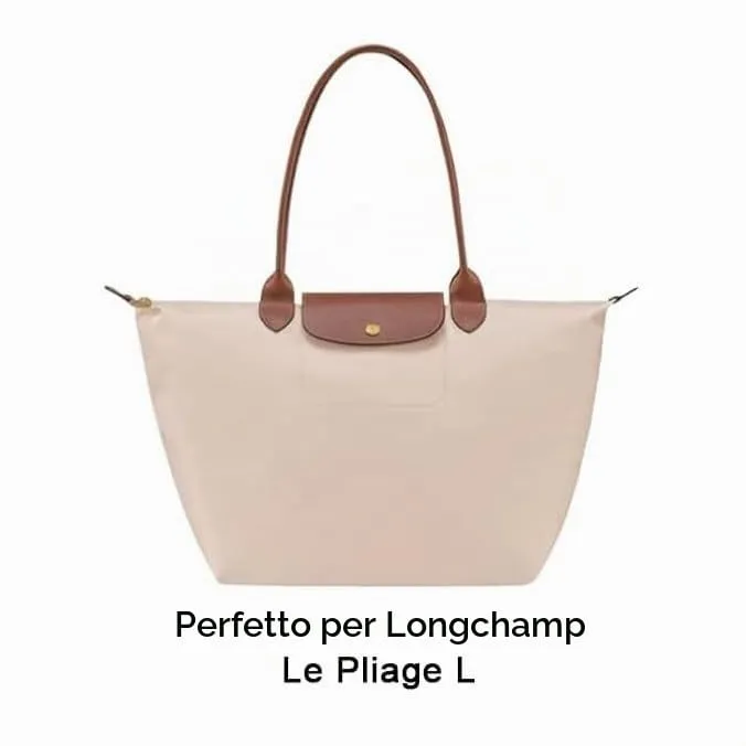 CQHK Organizer in feltro per Longchamp Le Pliage L, con cerniera e scomparti multipli, beige - immagine 3