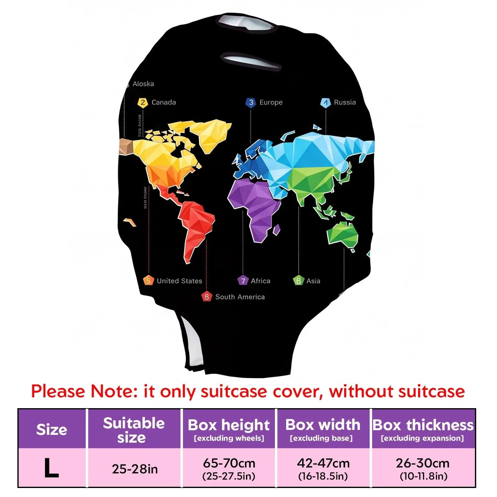 Dexpally Coprivaligia Elastica Riutilizzabile 25-28 Pollici (Motivo Mappa a Colori) - immagine 2