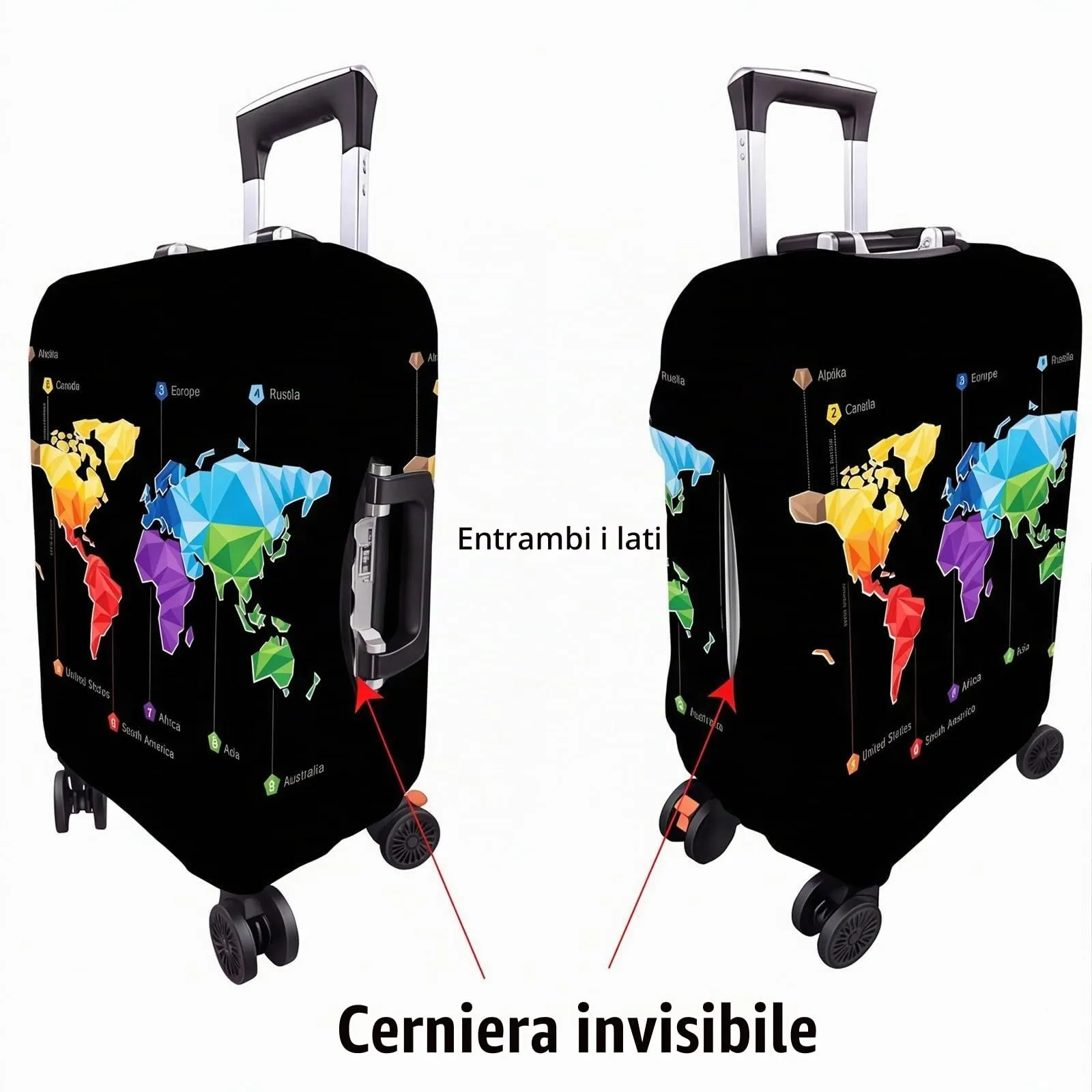 Dexpally Coprivaligia Elastica Riutilizzabile 25-28 Pollici (Motivo Mappa a Colori) - immagine 4