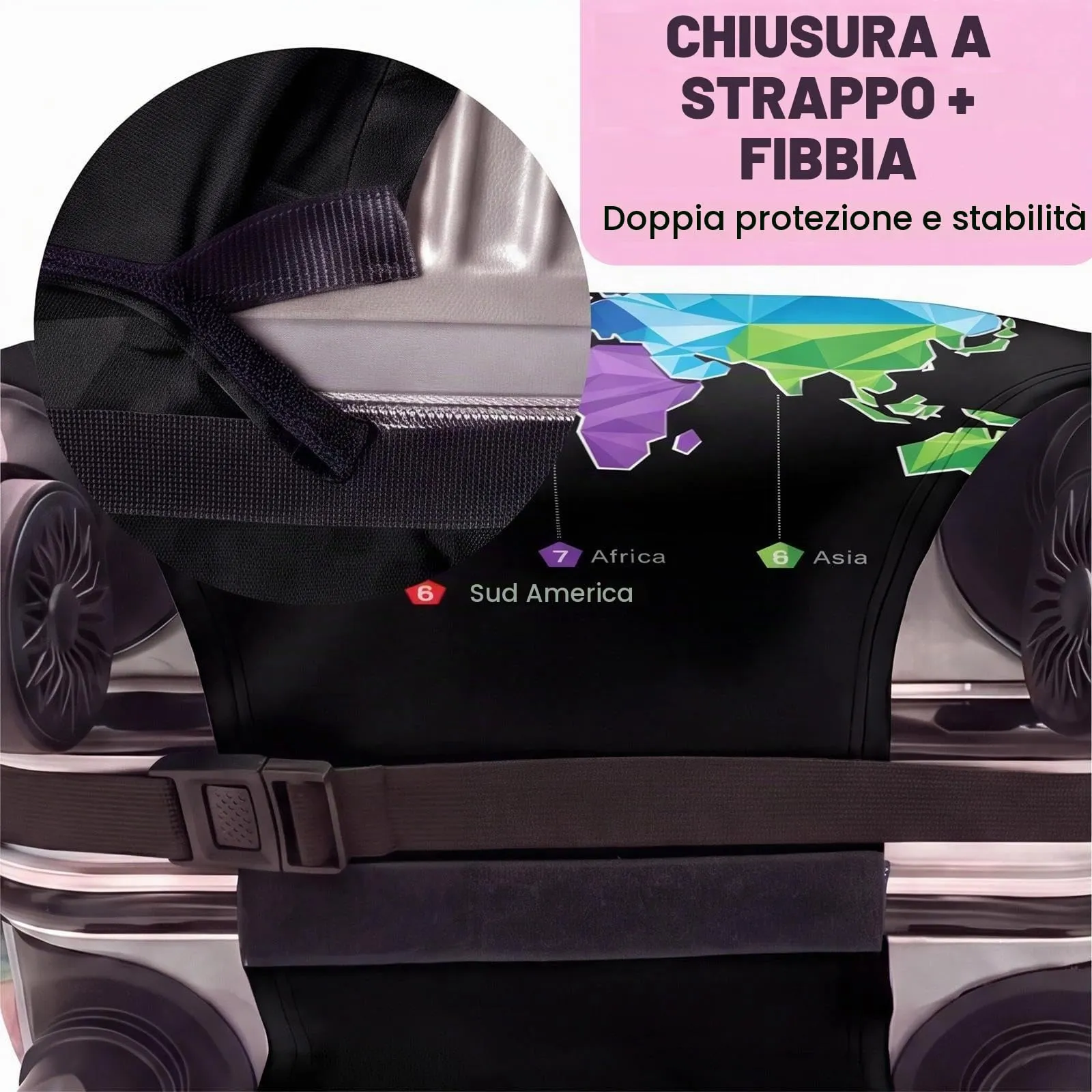 Dexpally Coprivaligia Elastica Riutilizzabile 25-28 Pollici (Motivo Mappa a Colori) - immagine 5