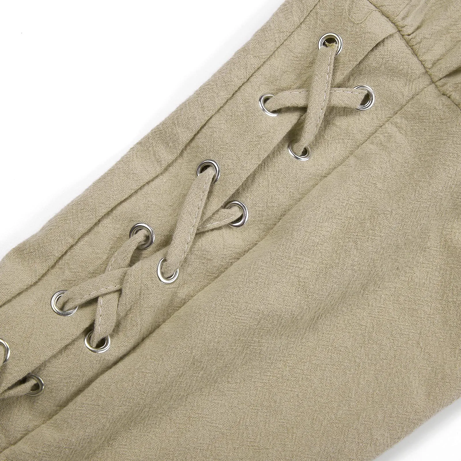 Generisch Pantaloni Medievali in Lino Stile Rinascimentale Vichingo, Kaki, M - immagine 7