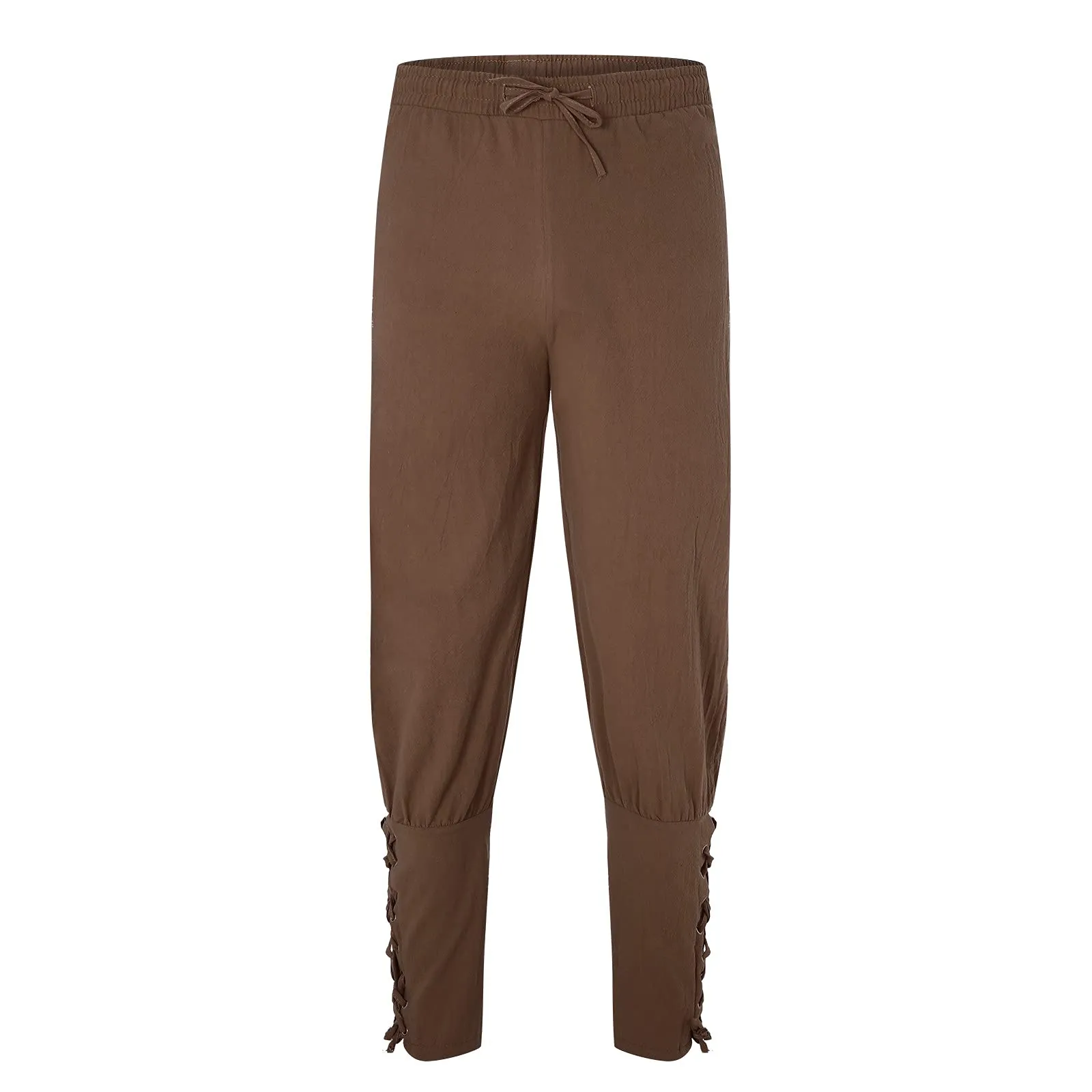 Generisch Pantaloni Medievali da Uomo in Lino Stile Rinascimentale Vichingo, Marrone, L - immagine 5