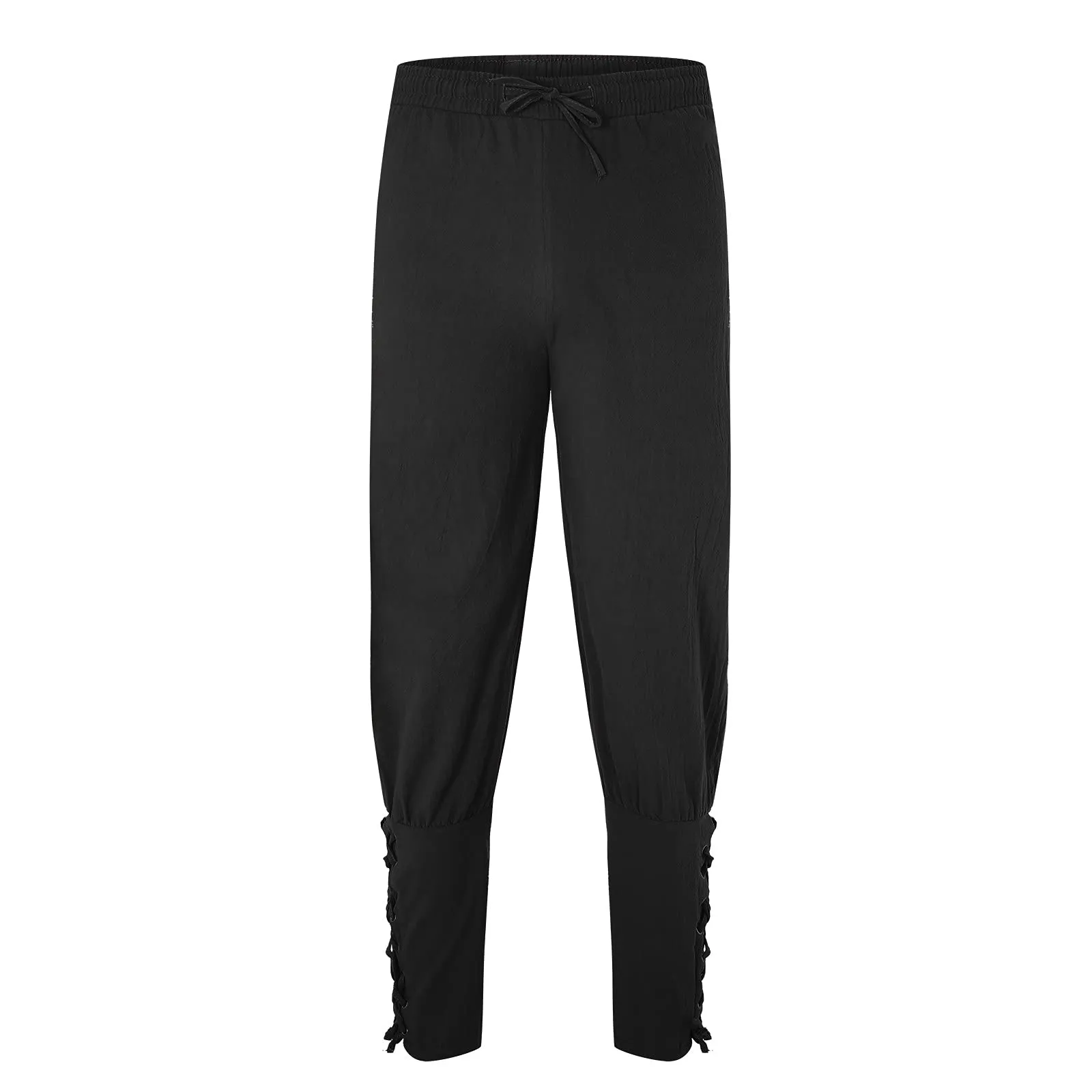 Generisch Pantaloni Medievali da Uomo in Lino Stile Rinascimentale Vichingo, Nero, XL - immagine 7