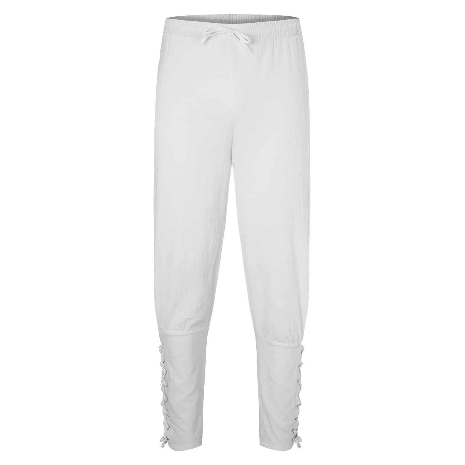 Generisch Pantaloni Medievali in Lino Stile Rinascimentale per Uomo, Bianco, M - immagine 7
