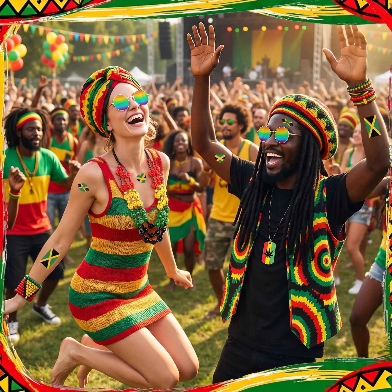 KufaerBeam Jamaica Reggae Set Accessori per Travestimento - immagine 7