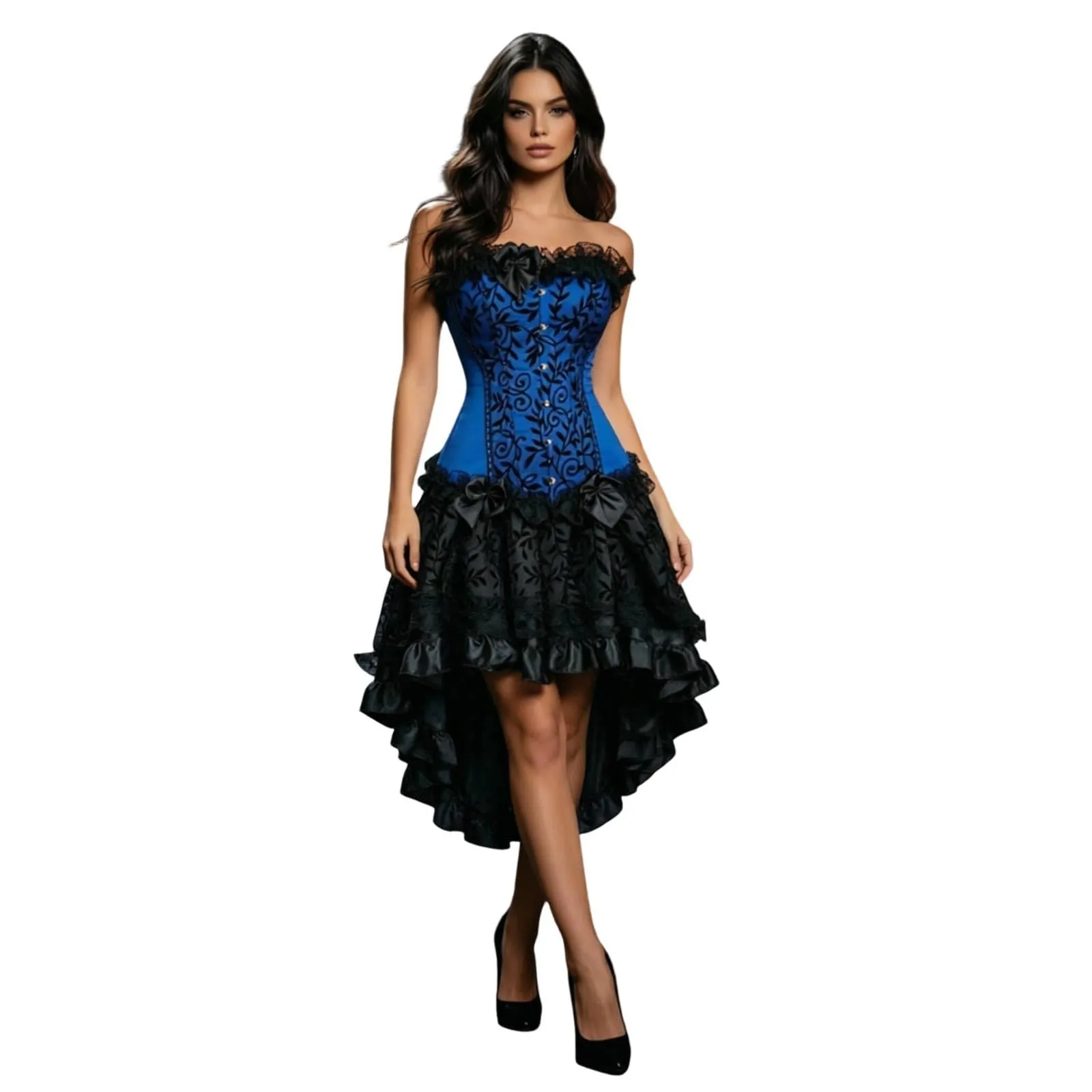 HEMNACU Abito corsetto da donna elegante, blu, XL - immagine 1