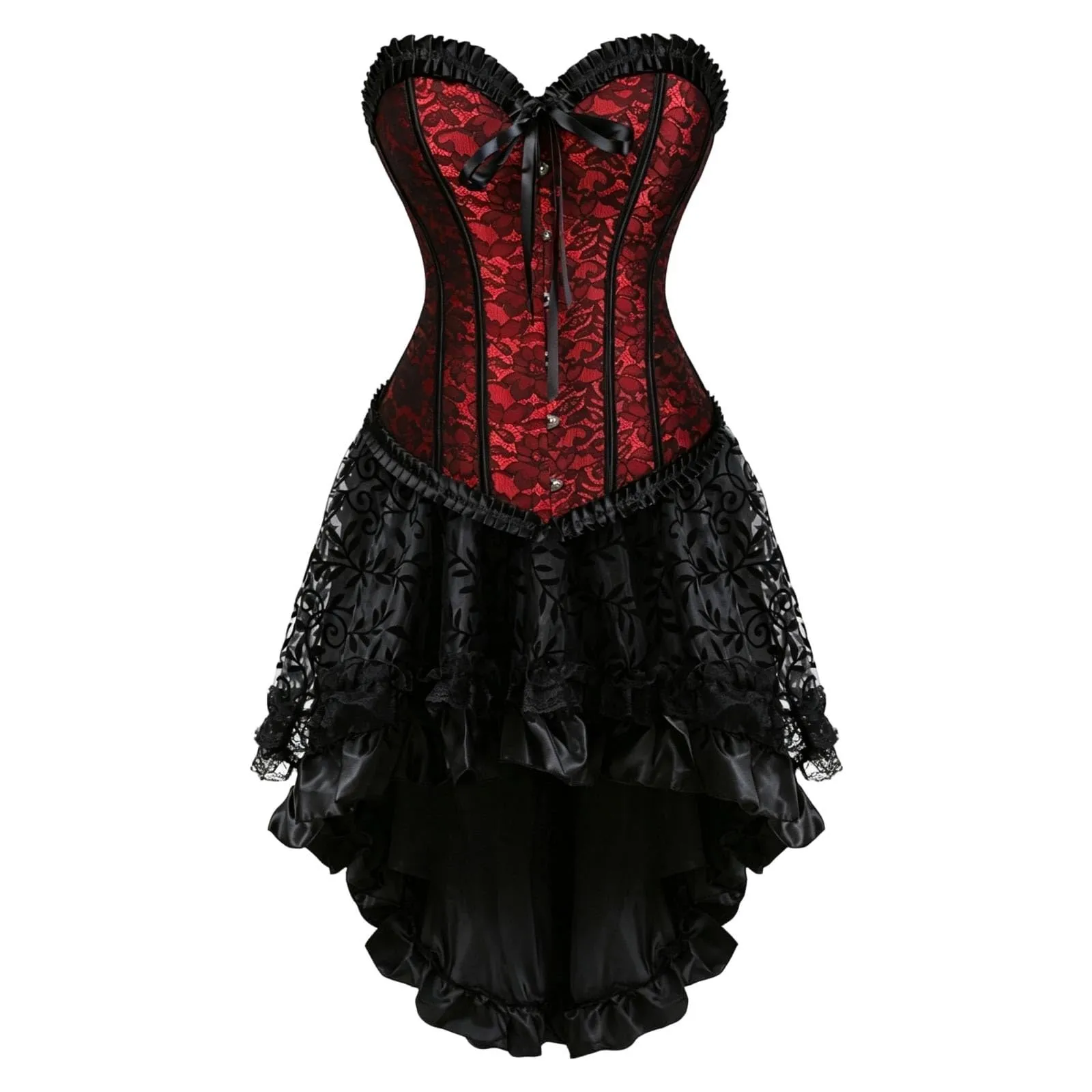 HEMNACU Abito Corsetto da Donna, Rosso, S - immagine 5