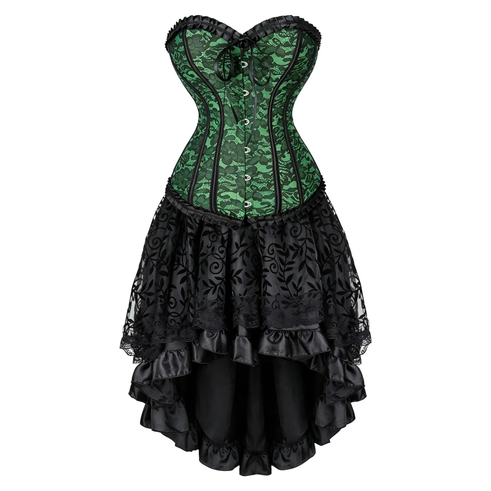 HEMNACU Abito Corsetto da Donna, Verde, S - immagine 5