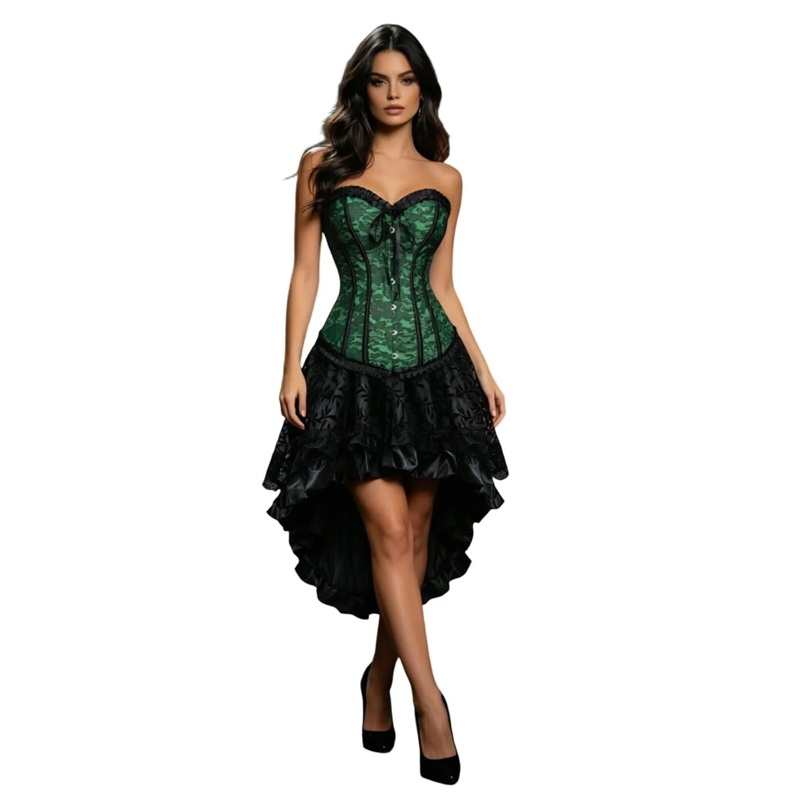 HEMNACU Abito Corsetto da Donna Elegante, Verde, 5XL - immagine 1